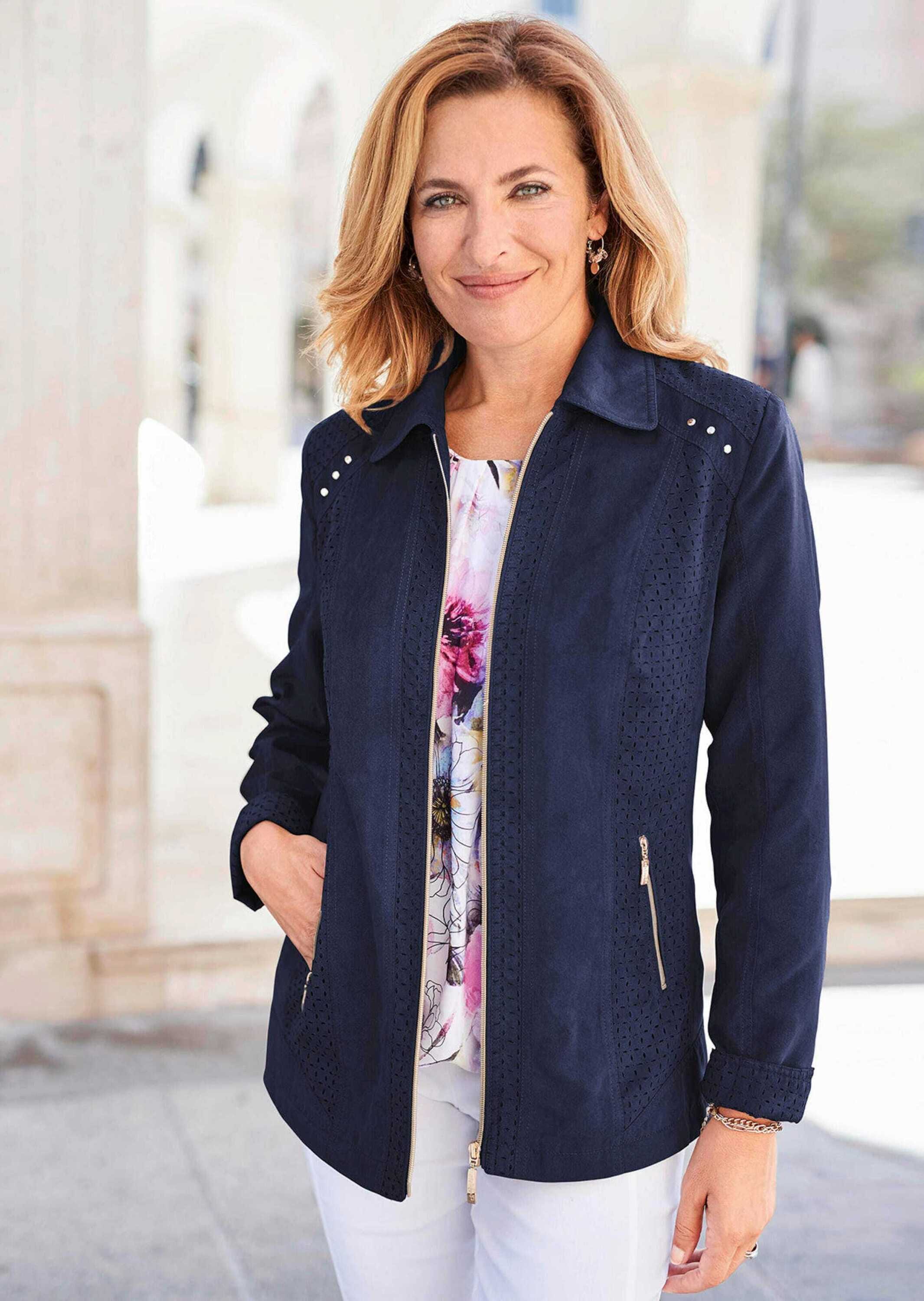 GOLDNER Jackenblazer »Velourslederimitat-Blazer mit Perforierung«