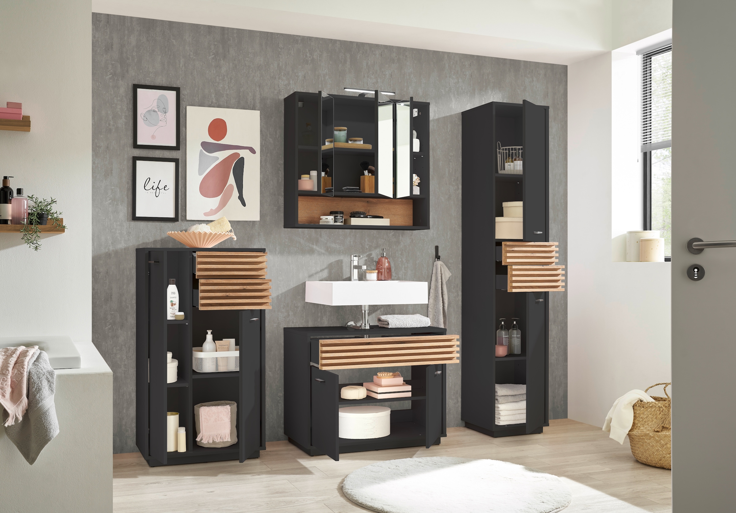 BASIC by Balculina Hochschrank »Liguria B/H/T 38x191x35 cm« 1 Stk. tlg. Breite 38cm, Unterflurauszug, FSC-Mix 70%