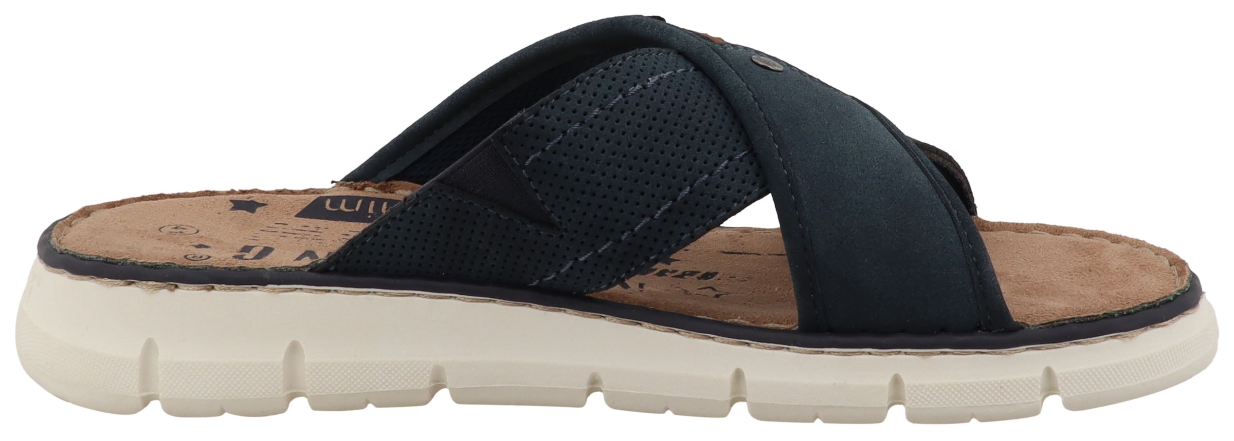 Mustang Shoes Pantolette »Emiliano«  Sommerschuh, Schlupfschuh mit Logoschriftzug
