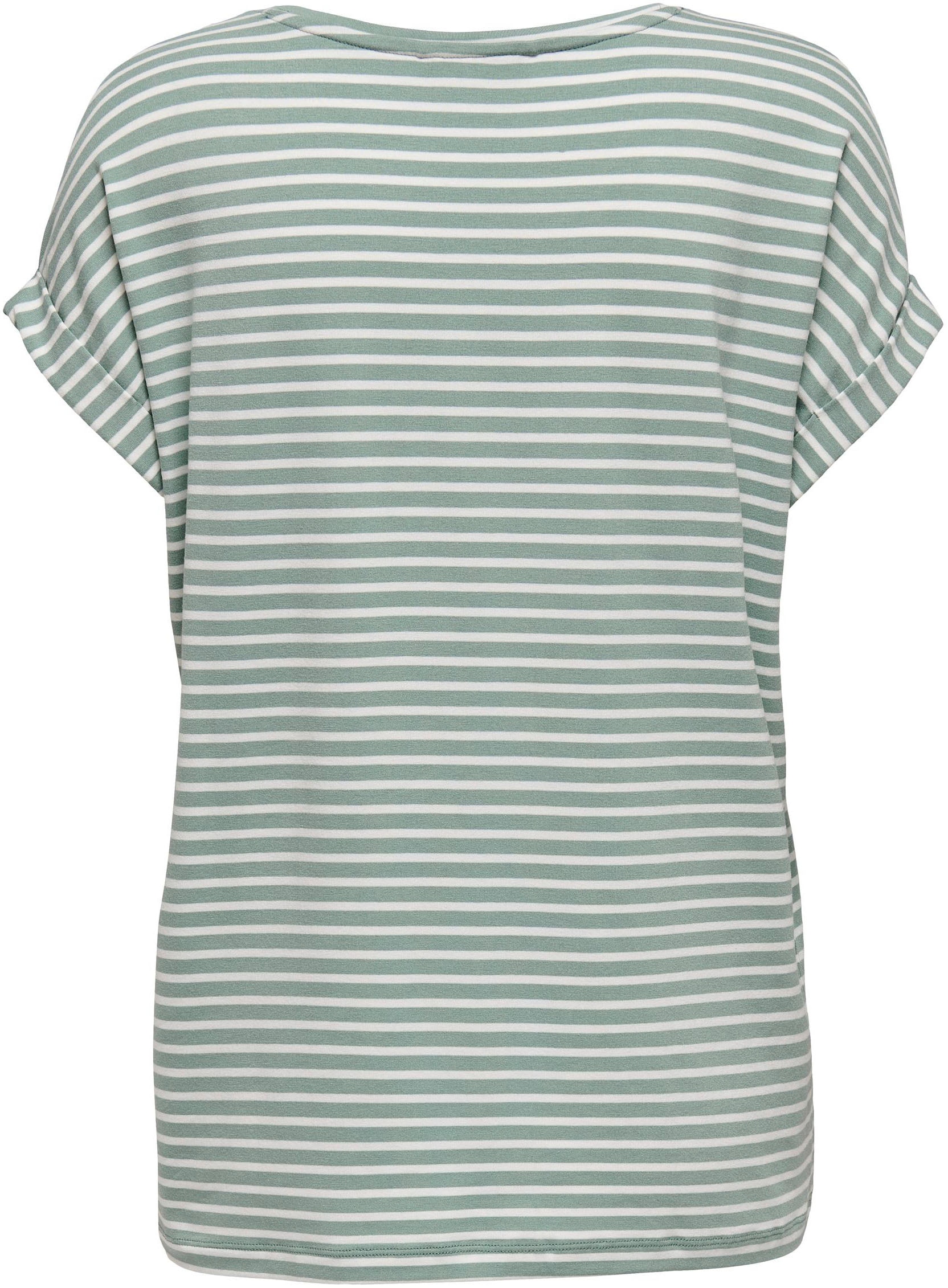 ONLY T-Shirt »ONLMOSTER STRIPE S/S O-NECK TOP JRS NOOS«, mit Aufschlag am Arm