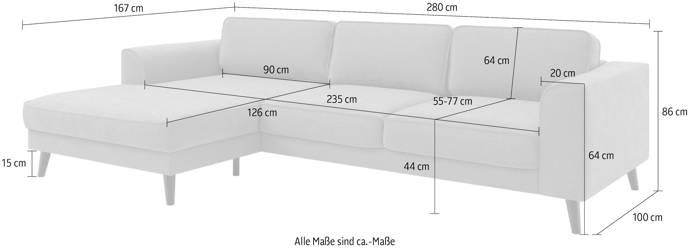 TRENDMANUFAKTUR Ecksofa »Lumber Jack, elegantes Designsofa, L-Form«, wahlweise mit Bettfunktion u. Bettkasten