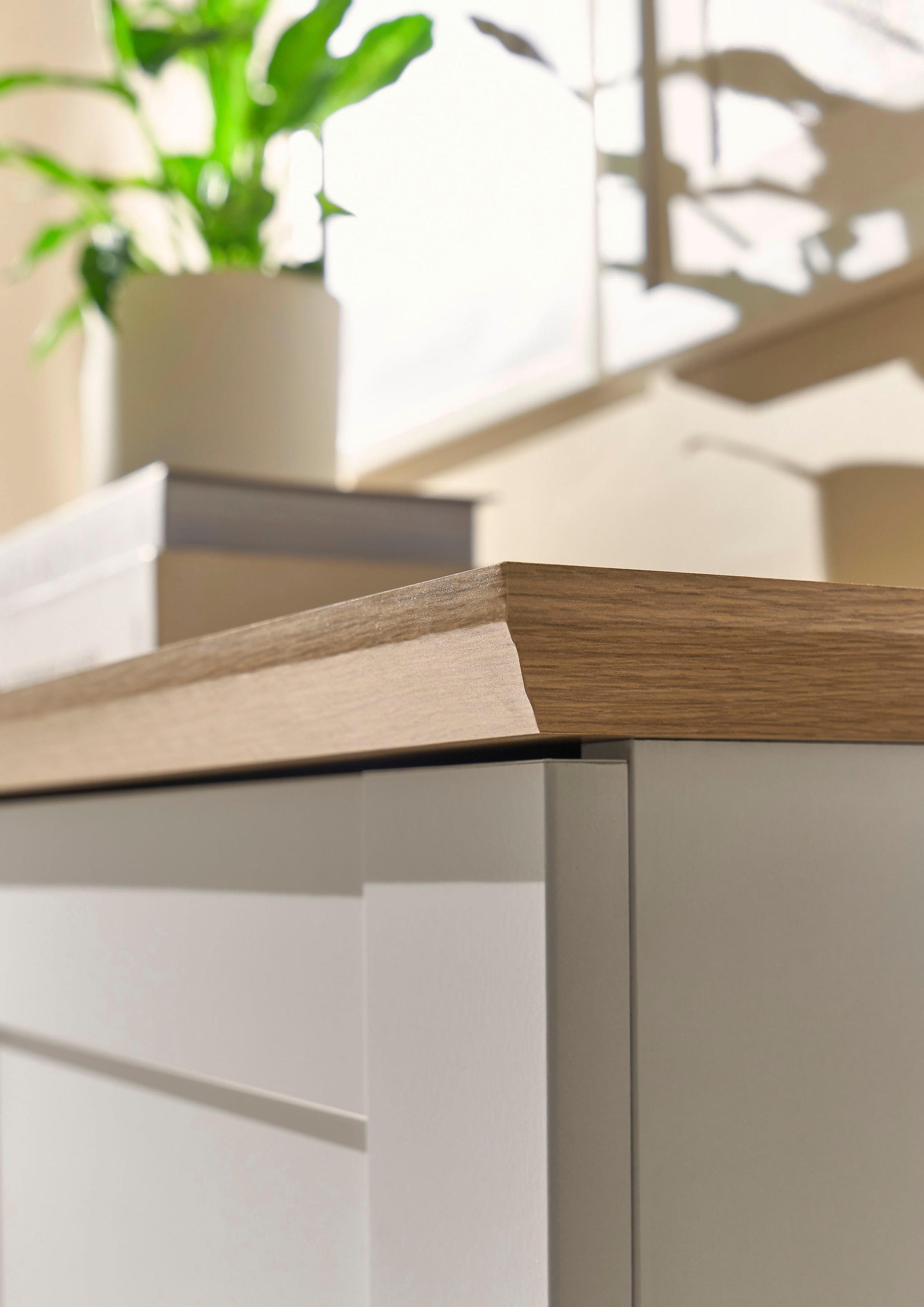 OTTO home Lowboard »Brest, TV-Unterschrank, Kommode, TV-Schrank im Landhausstil« schwarze Metallgriffe, ausreichend Stauraum, 204 cm breit