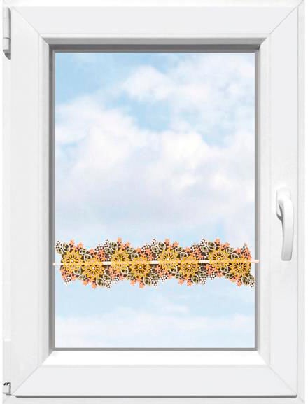 Stickereien Plauen Scheibengardine »Blüten« Stangendurchzug 1 Stk. tlg.