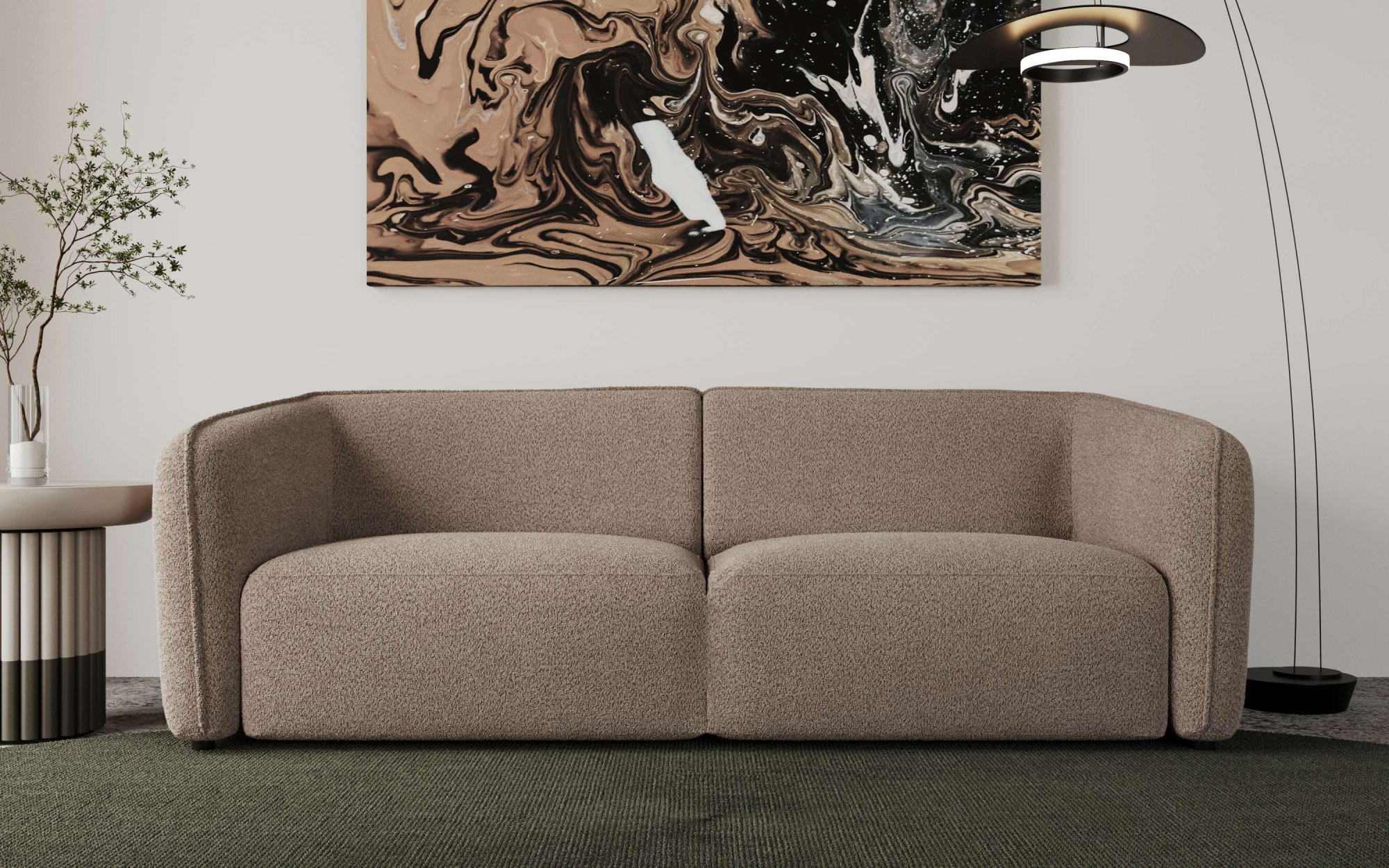 Home affaire 2,5-Sitzer »OSTRUP, Naturtöne, Boucle« Breite 201 cm, organische Form mit sanften Rundungen