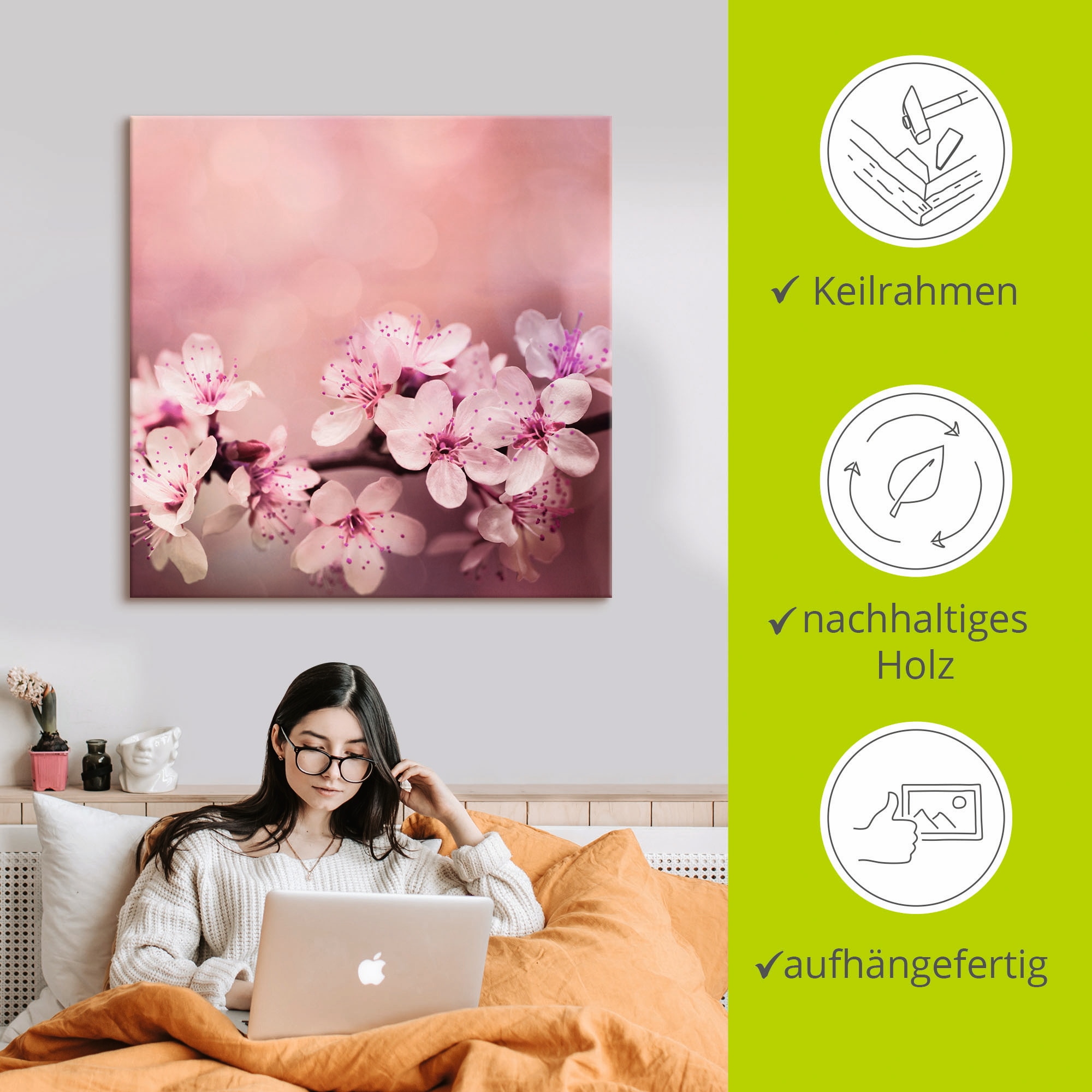 Artland Wandbild »Kirschblüten« 1 Stk. tlg. als Alubild, Outdoorbild, Leinwandbild, Poster in verschied. Größen