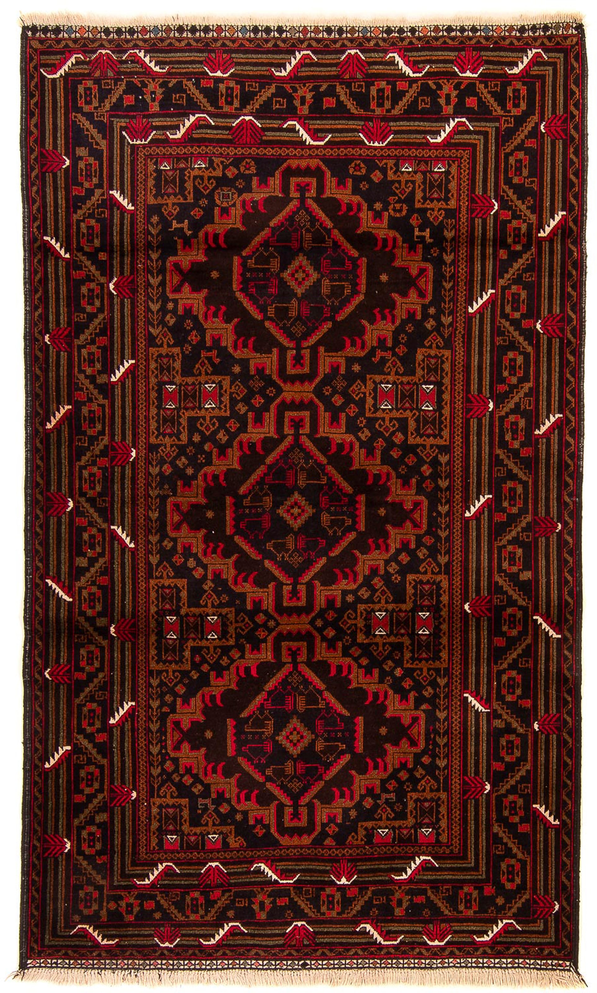 morgenland Orientteppich »Belutsch - 204 x 125 cm - braun«, rechteckig, Wohnzimmer, Handgeknüpft, Einzelstück mit Zertifikat