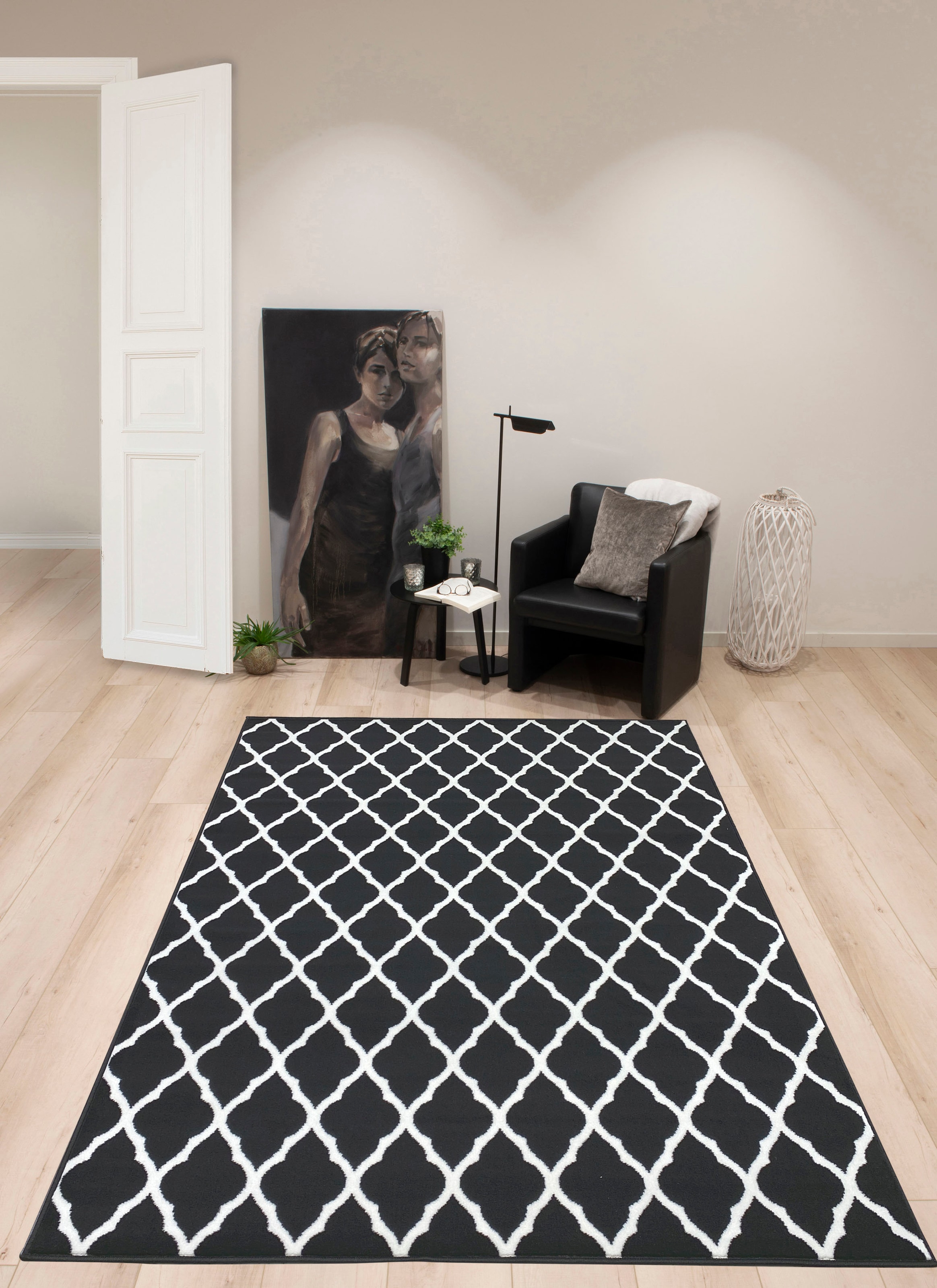 Teppich modern, Kurzflor-Teppich rechteckig, »Elliota«, Rauten-Design, grafisches Leonique