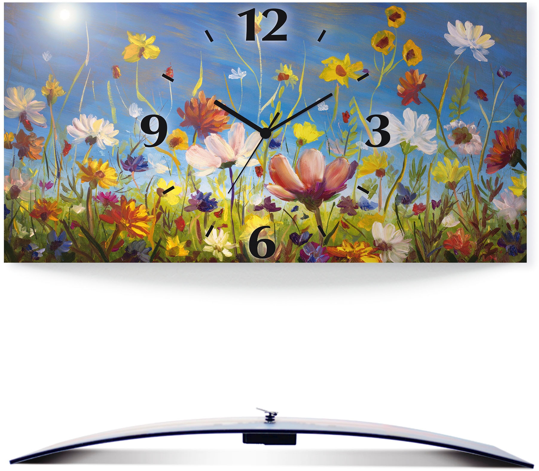 Artland Wanduhr "Wildblumenwiese" wahlweise mit Quarz- oder Funkuhrwerk, lautlos ohne Tickgeräusche