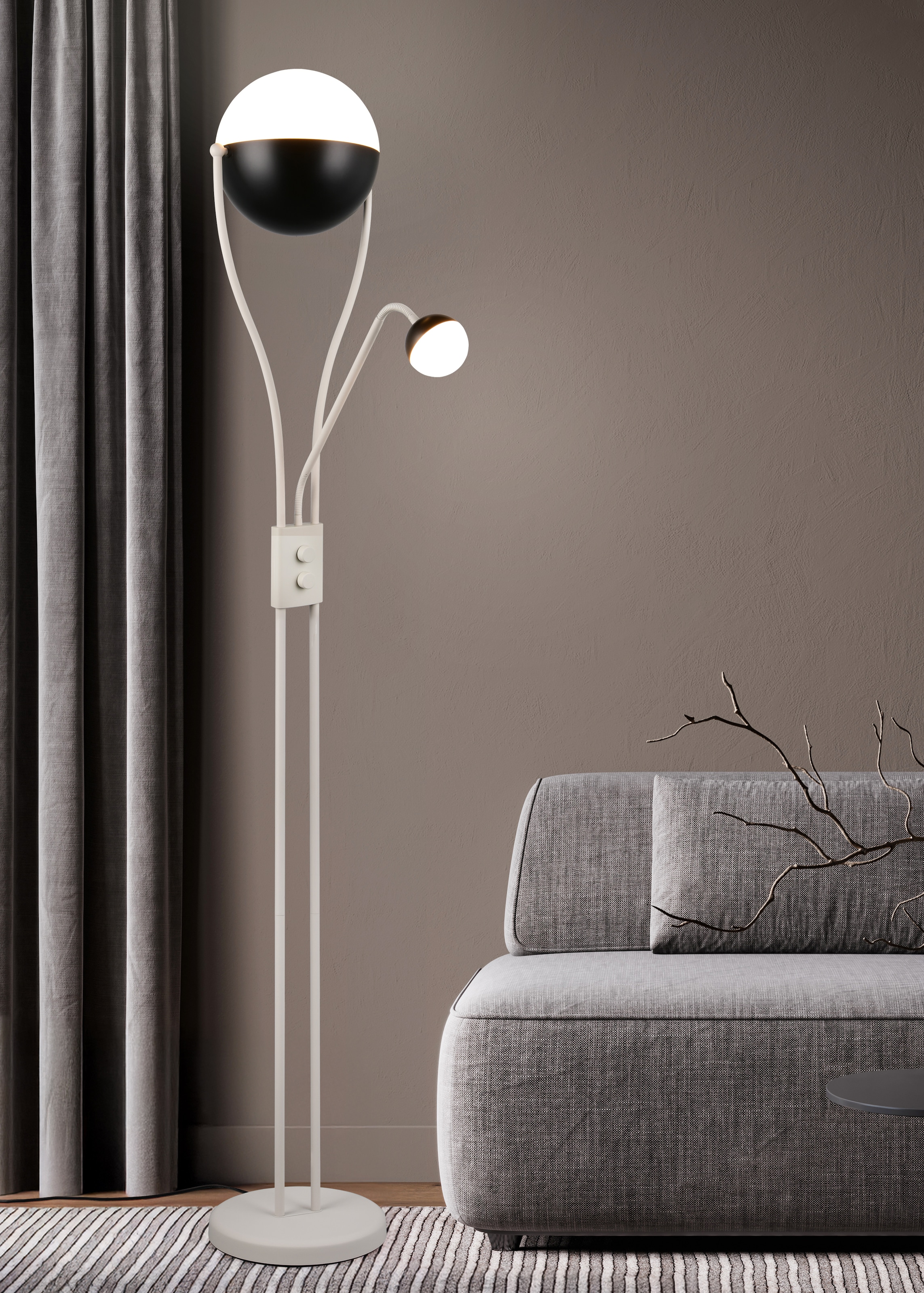 TRIO Leuchten LED Stehlampe »CHRIS, LED Stehleuchte, mit Lesearm, Drehdimmer« LED-Board 1 Stk. Warmweiß flexibles Leselicht getrennt schalten + dimmen, warmweißes Licht 3000K