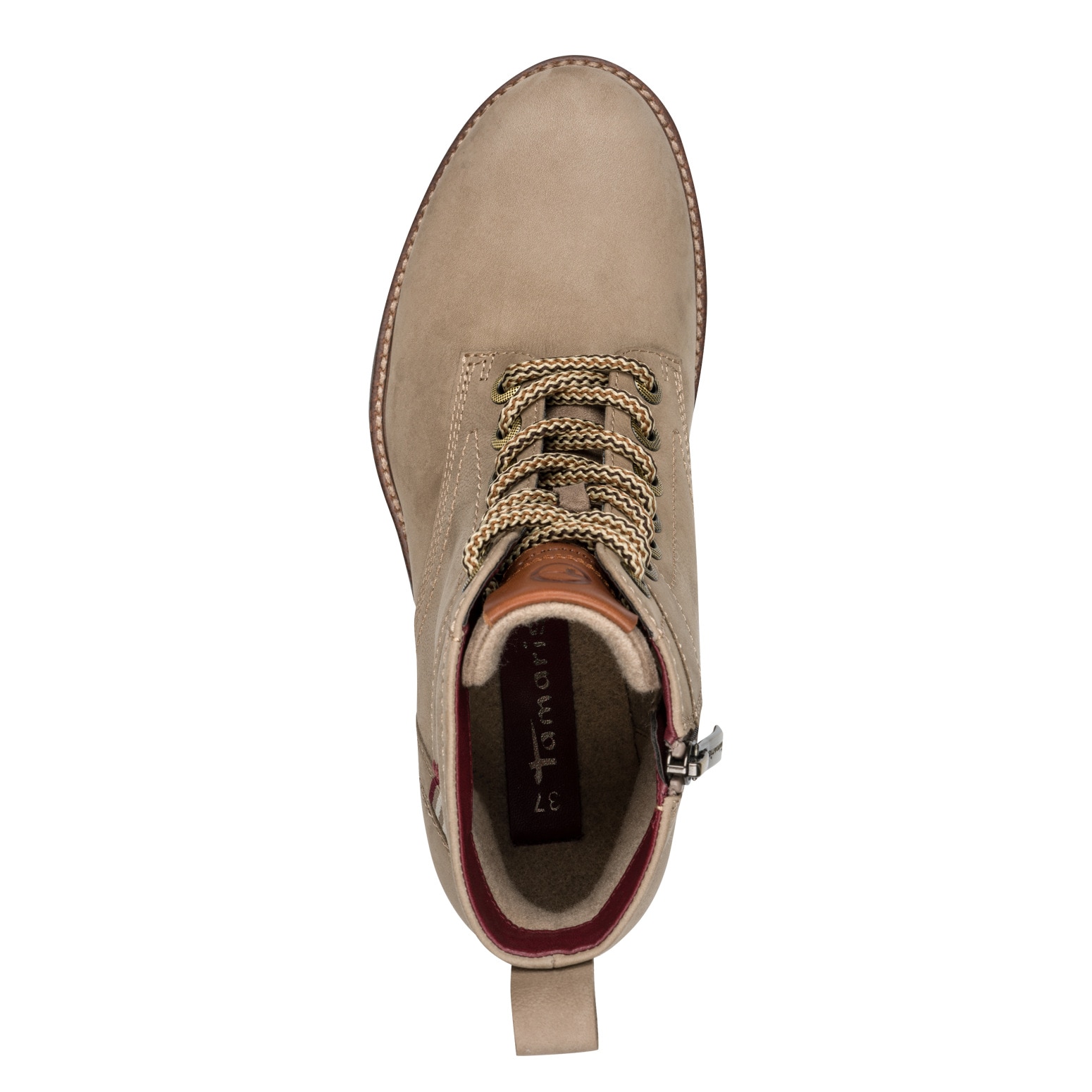 Tamaris Schnürboots  , Blockabsatz, Schnürstiefelette, Kontrastnaht an der Ferse und Rahmen