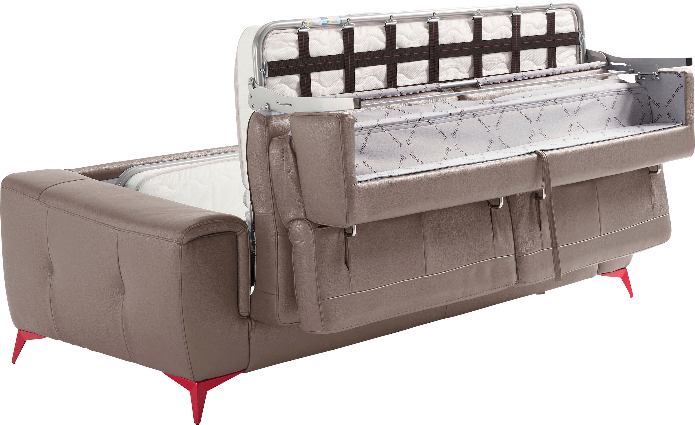 Egoitaliano Schlafsofa »Francine, Designsofa, Loungesofa mit Dauerschlaffunktion, Bettfunktion«, hochwertiger Metallbettrahmen & Matratze, Kopfteil manuell verstellbar