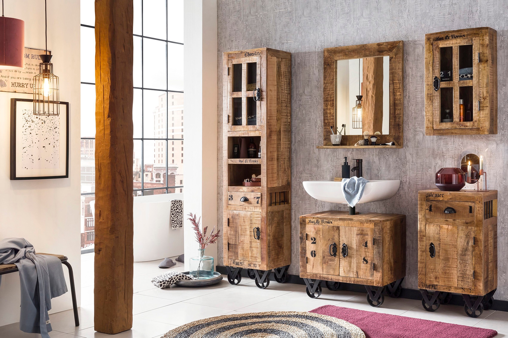 SIT Unterschrank, mit schwarzem Aufdruck im Industrial-Stil