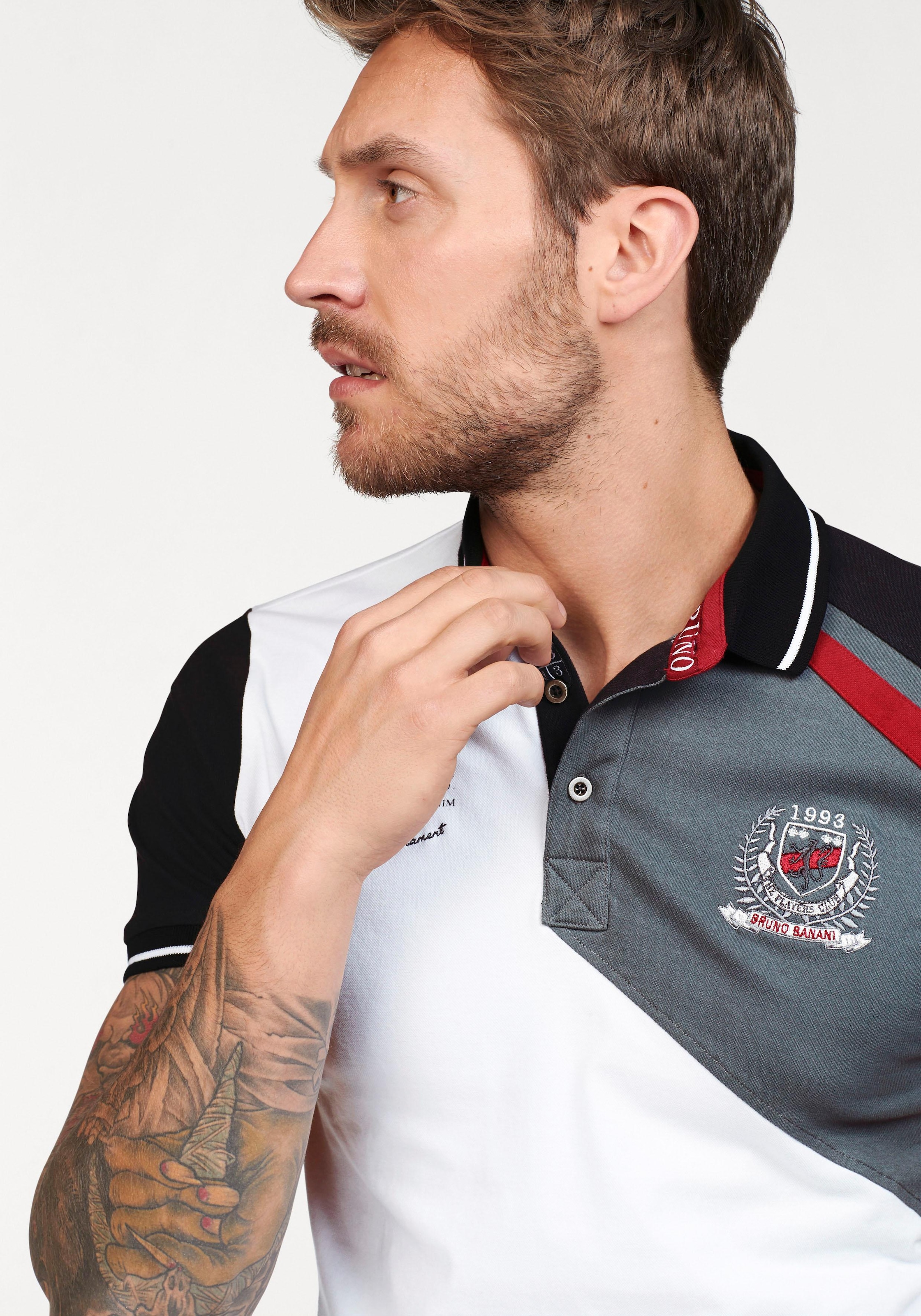 Bruno Banani Poloshirt, Kurzarm, körpernahe Passform, unifarben, mit Polokragen