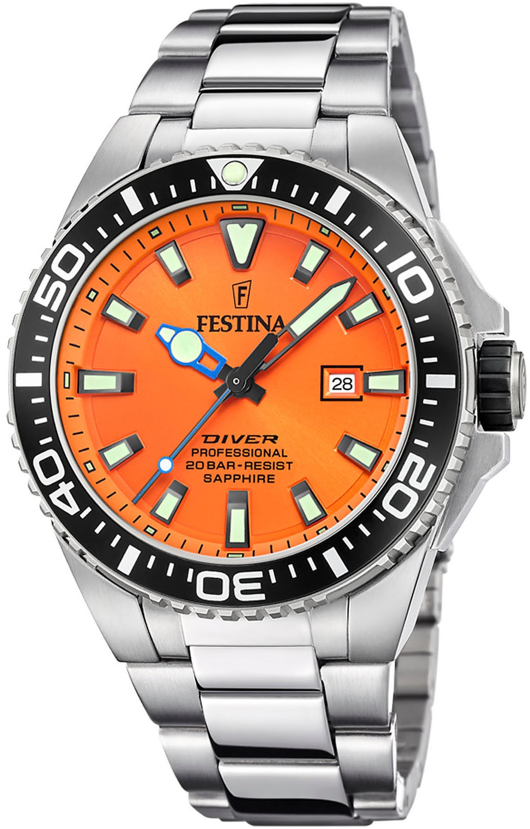 Festina Taucheruhr »Diver Collection«, Armbanduhr, Quarzuhr, Herrenuhr, Edelstahlarmband, Datum, Saphirglas