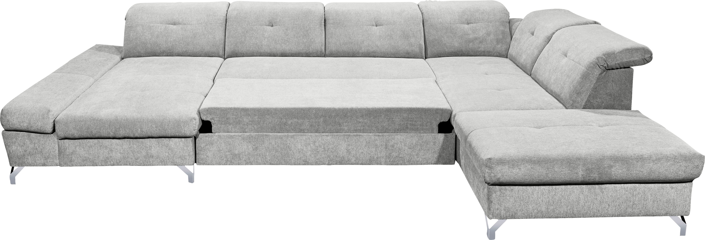 ED EXCITING DESIGN Wohnlandschaft »Melfi U-Form mit Bettfunktion, Bettkasten« Arm- & Kopfteilverstellung & 3 Nierenkissen