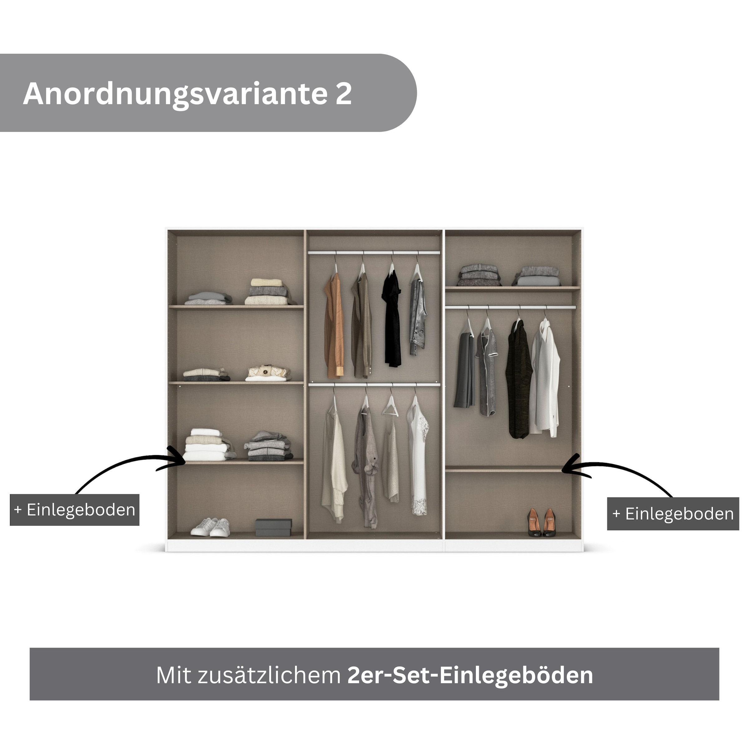 rauch Drehtürenschrank »Kleiderschrank Schrank Garderobe AGORDO TOPSELLER Schlafzimmer«, (in zwei Griff-Farben mit Dekor- oder Hochglanzfront), durchdachte Innenausstattung, in 6 Breiten und 2 Höhen MADE IN GERMANY