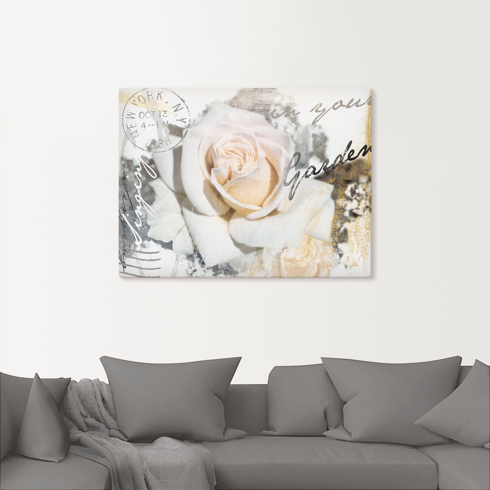 Artland Wandbild »In Buchstaben - Rose«, Blumen, (1 St.), als Leinwandbild, Poster, Wandaufkleber in verschied. Größen