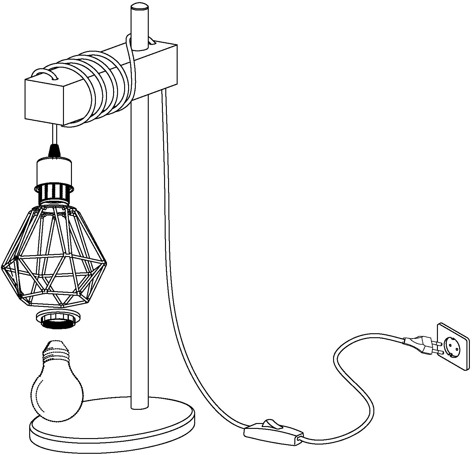 EGLO Tischleuchte »TOWNSHEND 5«, 1 flammig, Leuchtmittel E27 | ohne Leuchtmittel, Vintage Tischlampe, Retro Lampe, Nachttischlampe, Fassung: E27