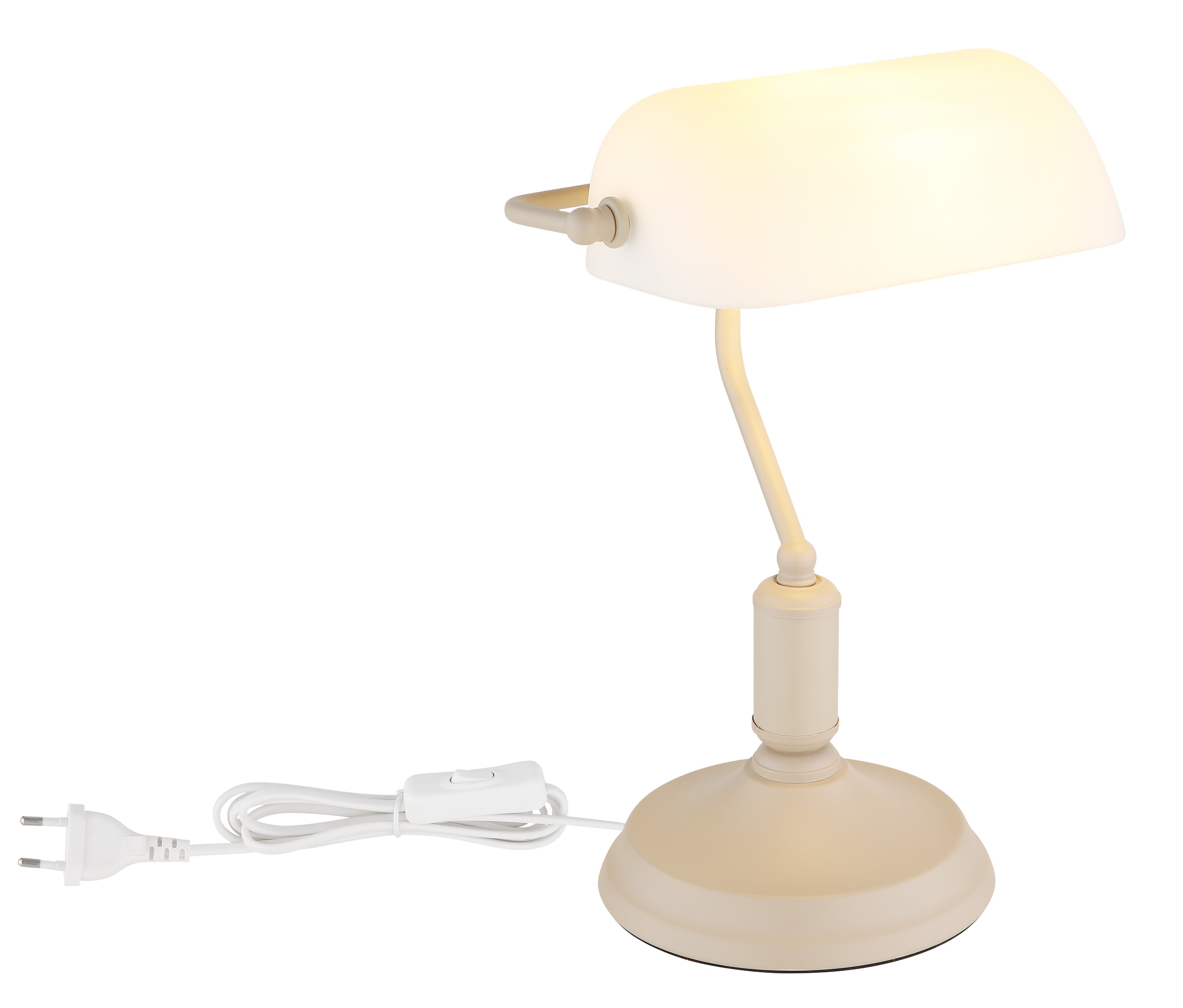 my home Tischleuchte »Leandra Bankerslamp« E27 1 Stk. Wippschalter am Kabel, Bankerlampe, beige, Vintage