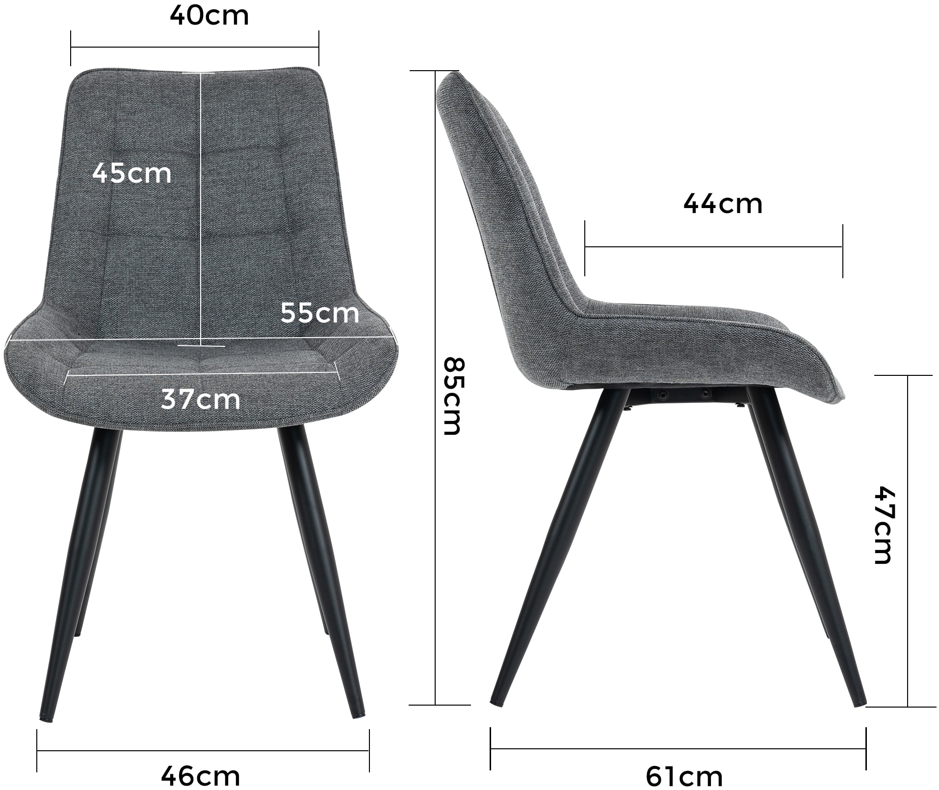Duo Collection Esszimmerstuhl »Iris Esszimmerstuhl, 4er-Set«, (Set), 4 St., Webstoff, robuster Stoffbezug, gesteppte Polsterung, bis 110 kg belastbar