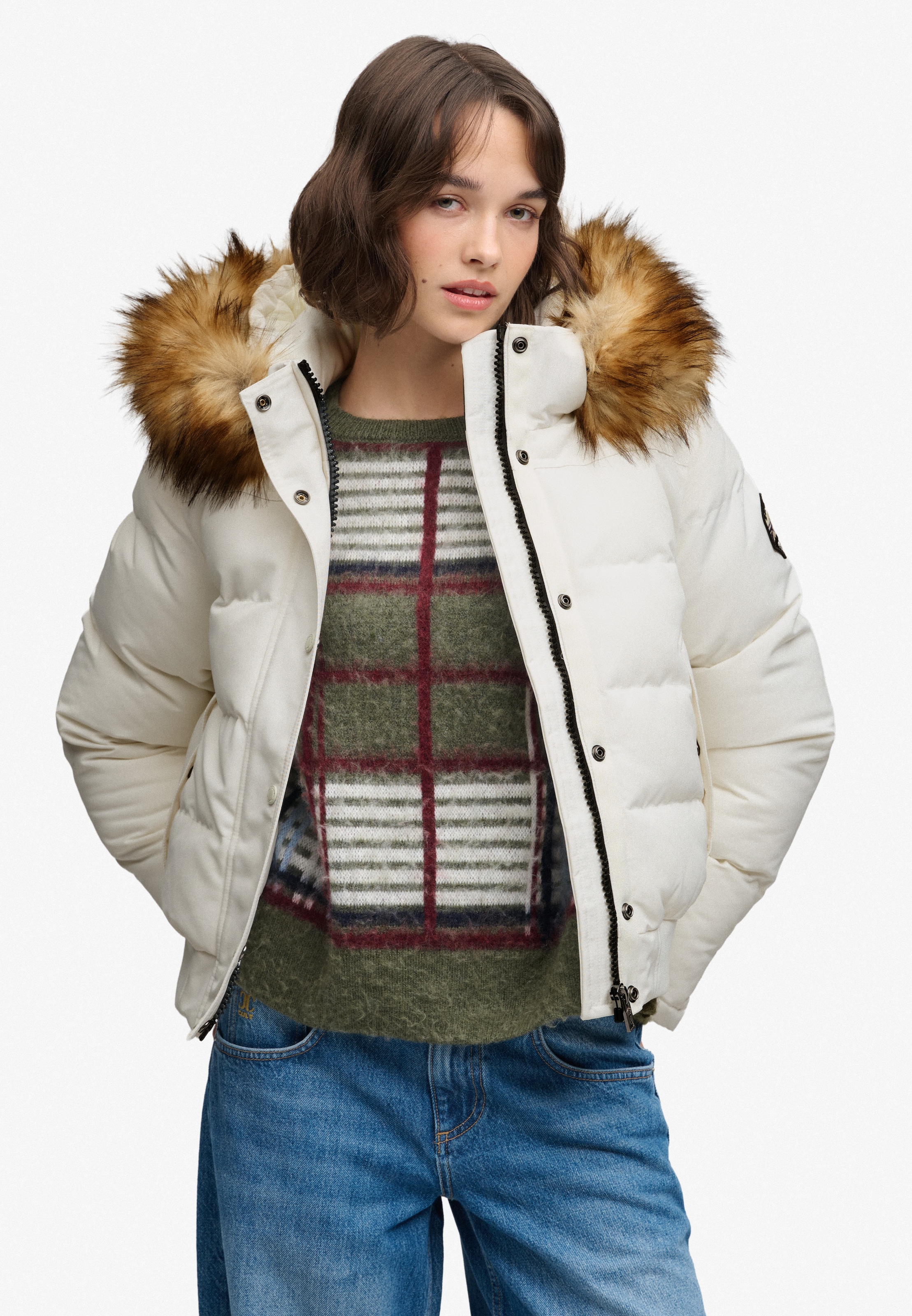 Superdry Steppjacke »EVEREST HOODED BOMBER JKT« mit Kapuze Kunstfaser, slim fit