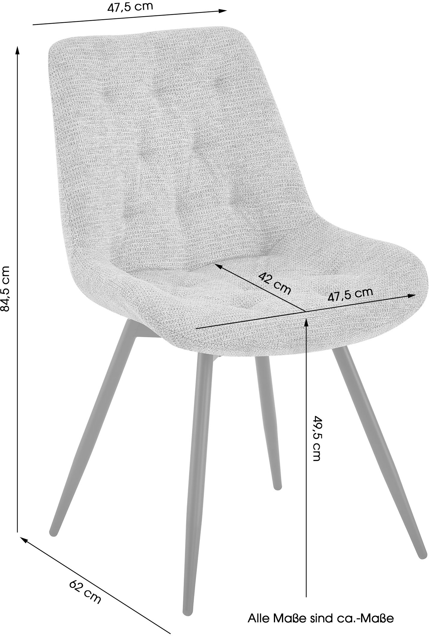 byLIVING Esszimmerstuhl »Aragon« (Set) 2 Stk.360 Grad drehbarer Stuhl, hochwertiger Webstoffbezug mit Steppung