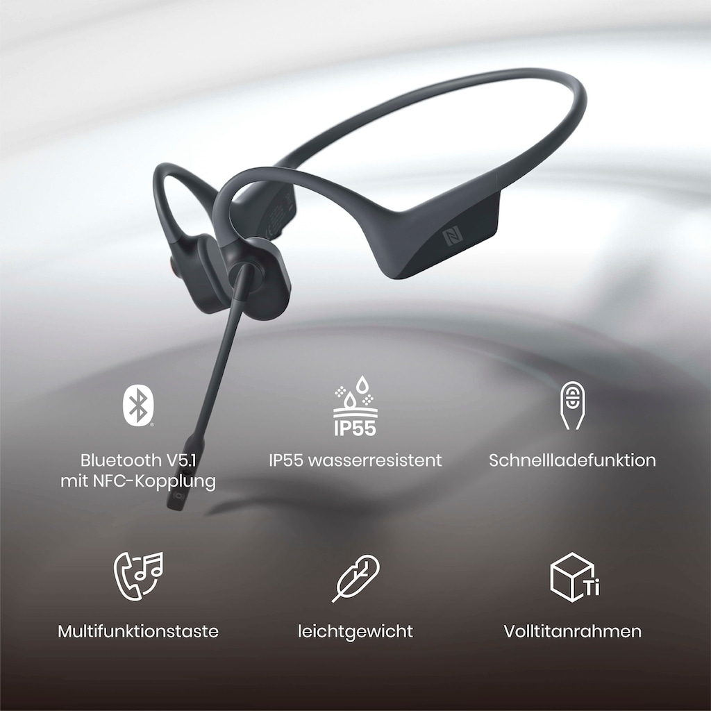 Shokz Bluetooth-Kopfhörer »OpenComm«, Bluetooth-Wireless-A2DP Bluetooth-AVRCP Bluetooth-HSP-HFP-NFC, Noise-Cancelling-Freisprechfunktion