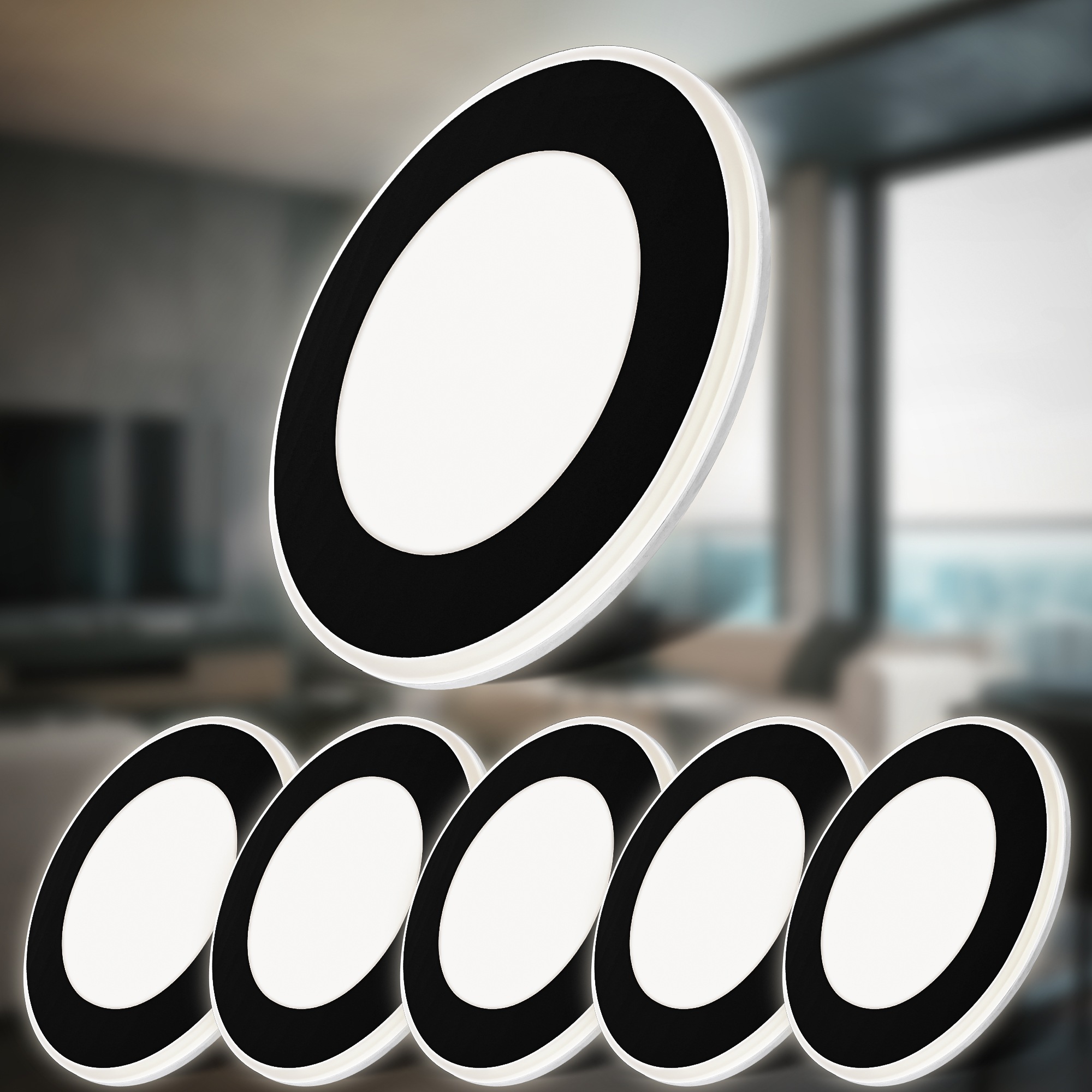 B.K.Licht Einbauleuchte »BK_EL1622 6er Set LED Einbaustrahler, mit Nachtlichtfunktion« LED-Modul 6 Stk. Warmweiß 3.000 K, 425Lm, 4.9W, Kunststoff, Ø9,3 x 2,4cm, Schwarz