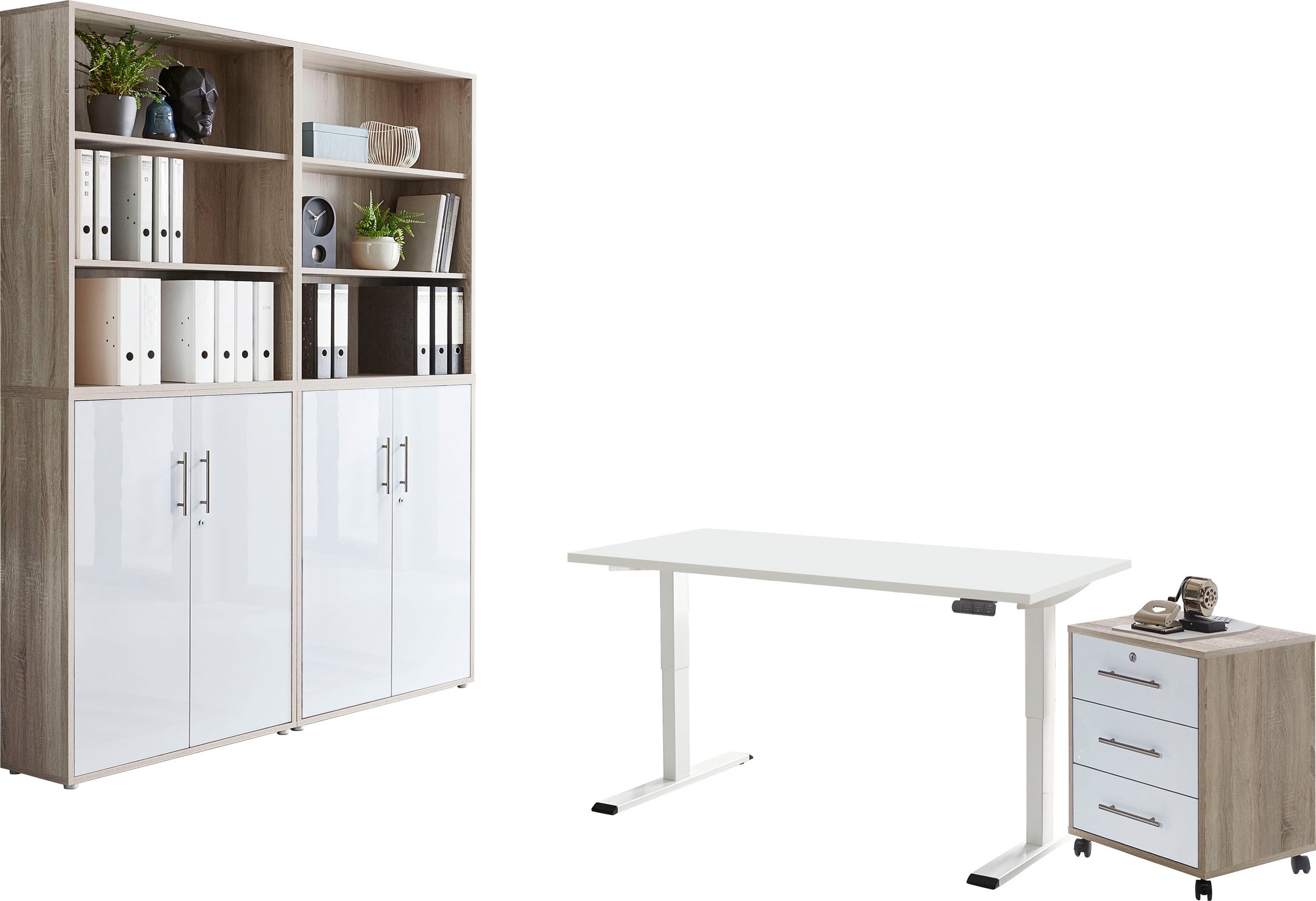 BMG Möbel Büromöbel-Set »Tabor«, (Set, 6 St.), mit elektrisch  höhenverstellbarem Schreibtisch bequem kaufen | Aktenregale