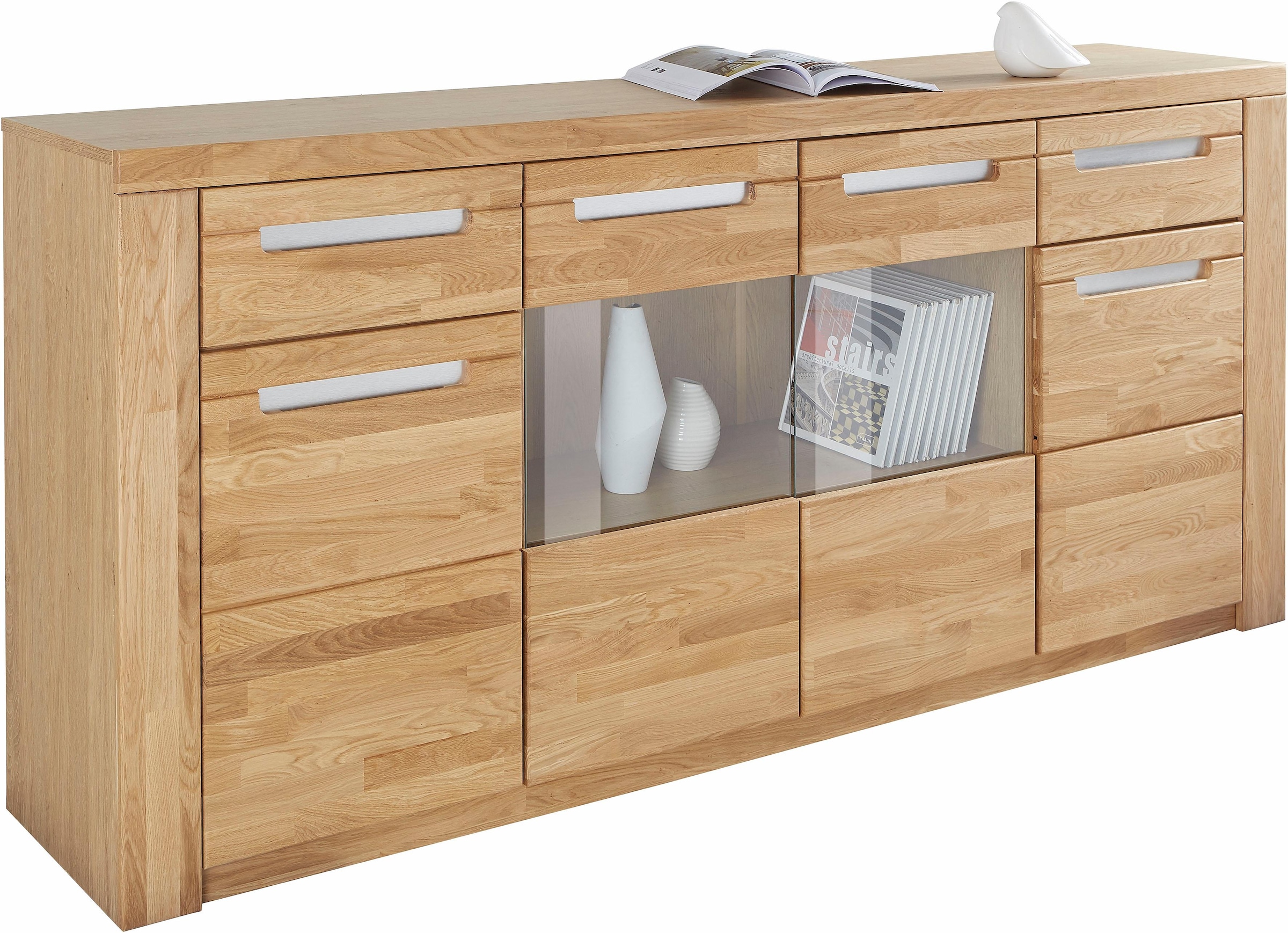 Home affaire Sideboard »Kolding«, Breite 200 cm mit 2 Glastüren und 2 Holztüren
