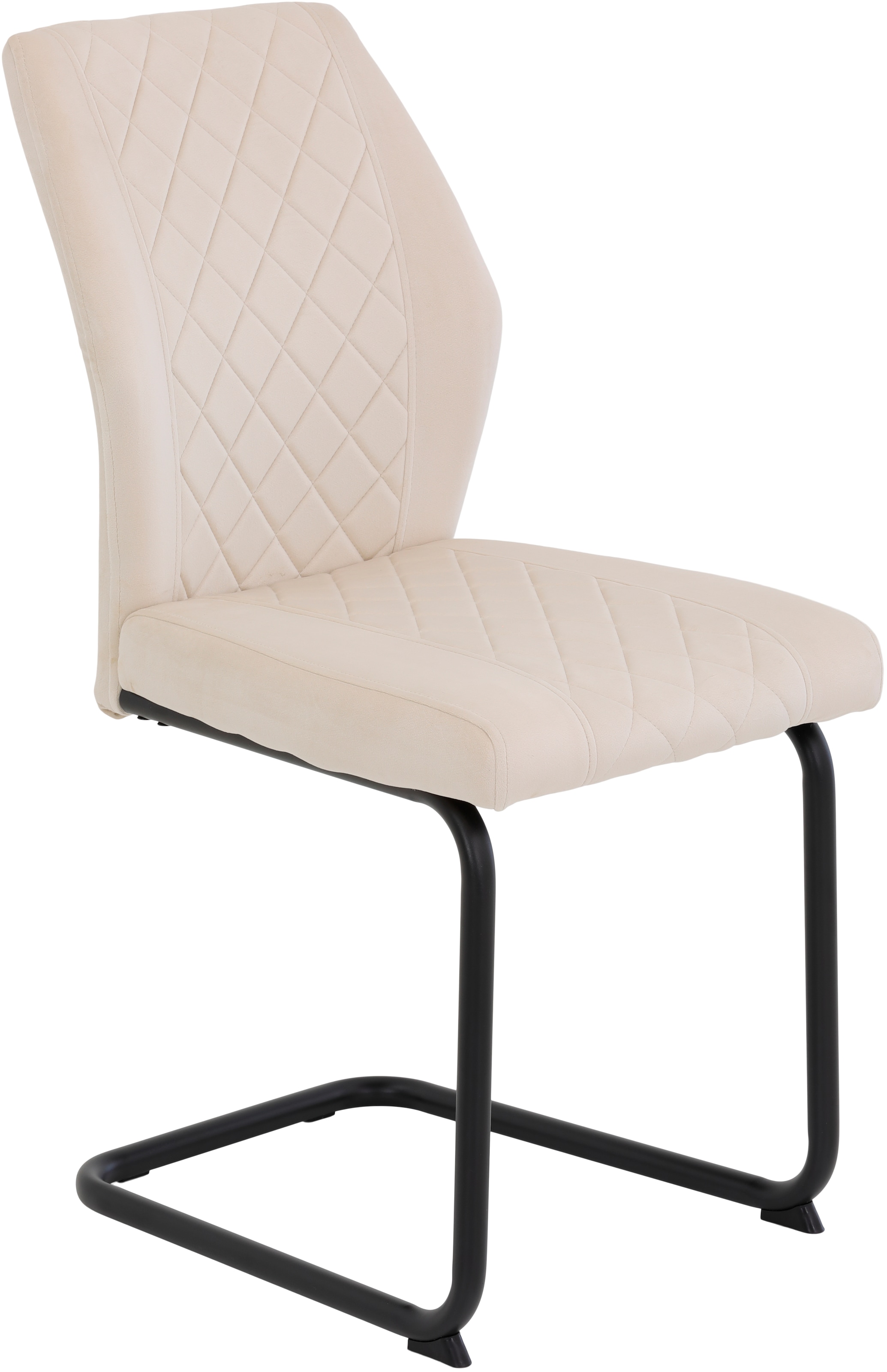HELA Freischwinger »Freischwinger DALLAS 140kg belastbar, mit Rautensteppung«, (Set), 2 St., Samtvelours VELVET, Esszimmerstuhl, Rücken und Sitz ergonomisch gepolstert