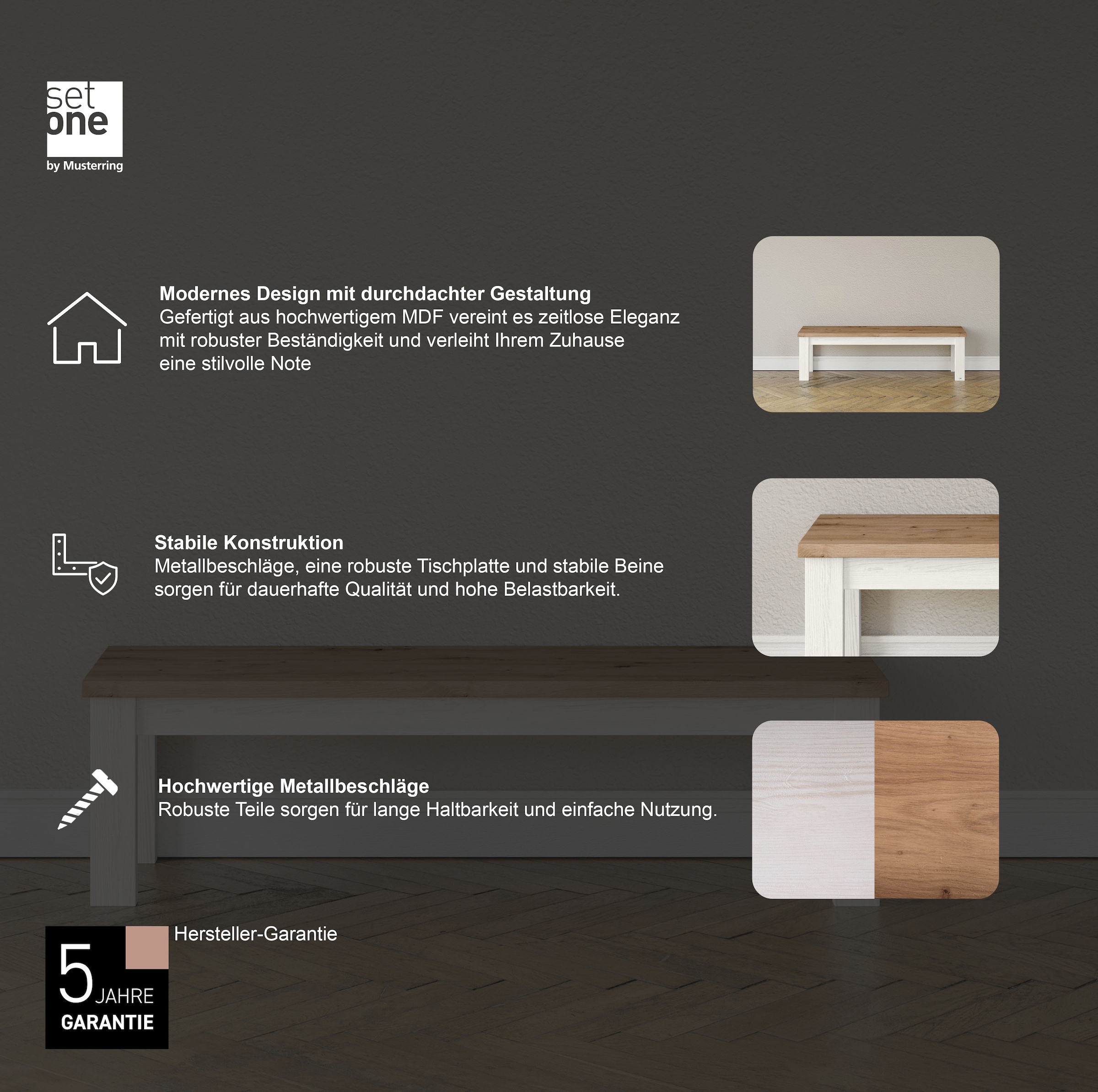 set one by Musterring Sitzbank »York«, Typ 61, in 3 Farbvarianten, Landhausstil, Breite 160 cm
