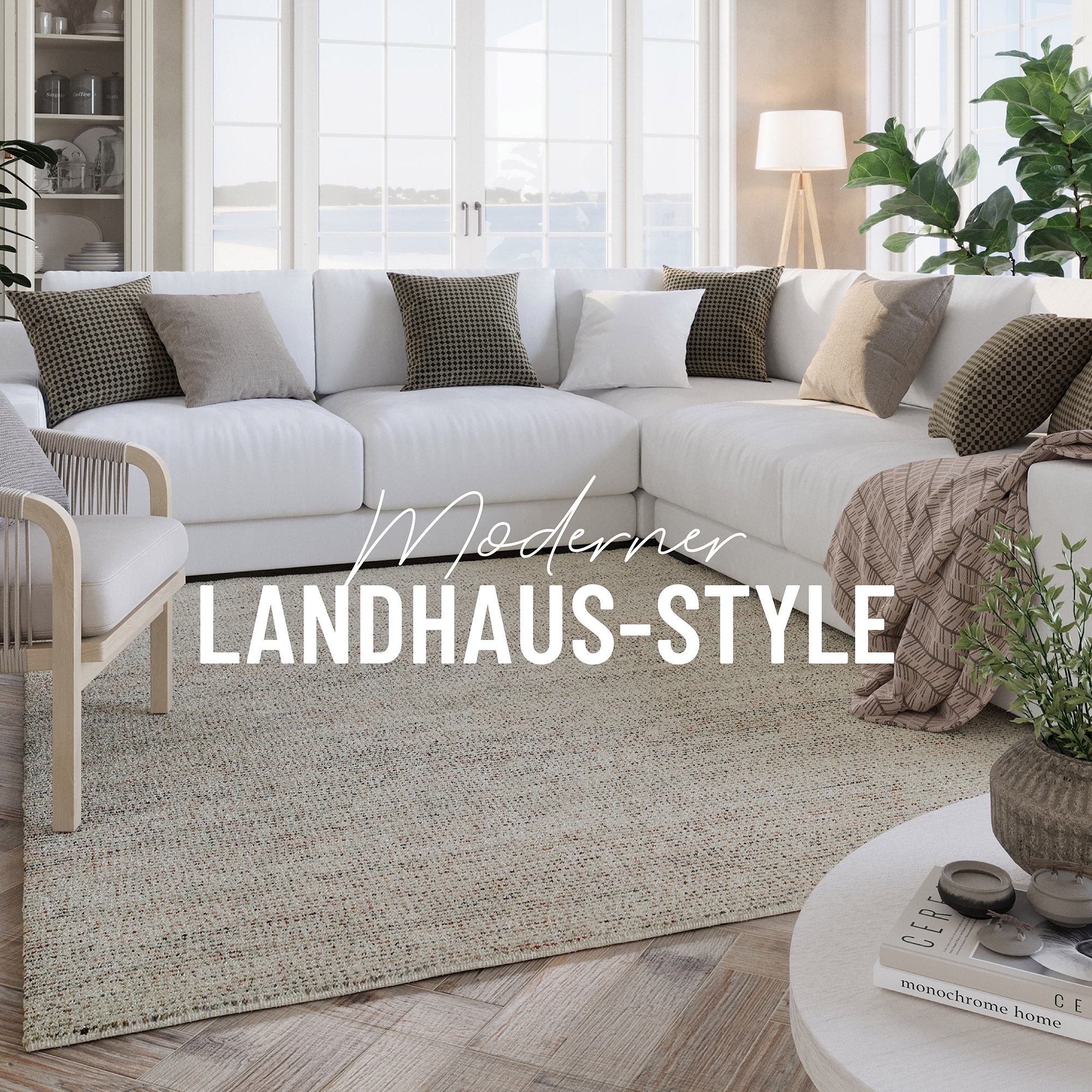 Wecon home Teppich »Hamptons THIRTYTWO«, rechteckig, 15 mm Höhe, Läufer, Kurzflor, Wohnzimmer, Schlafzimmer, elegant, robust, Linien