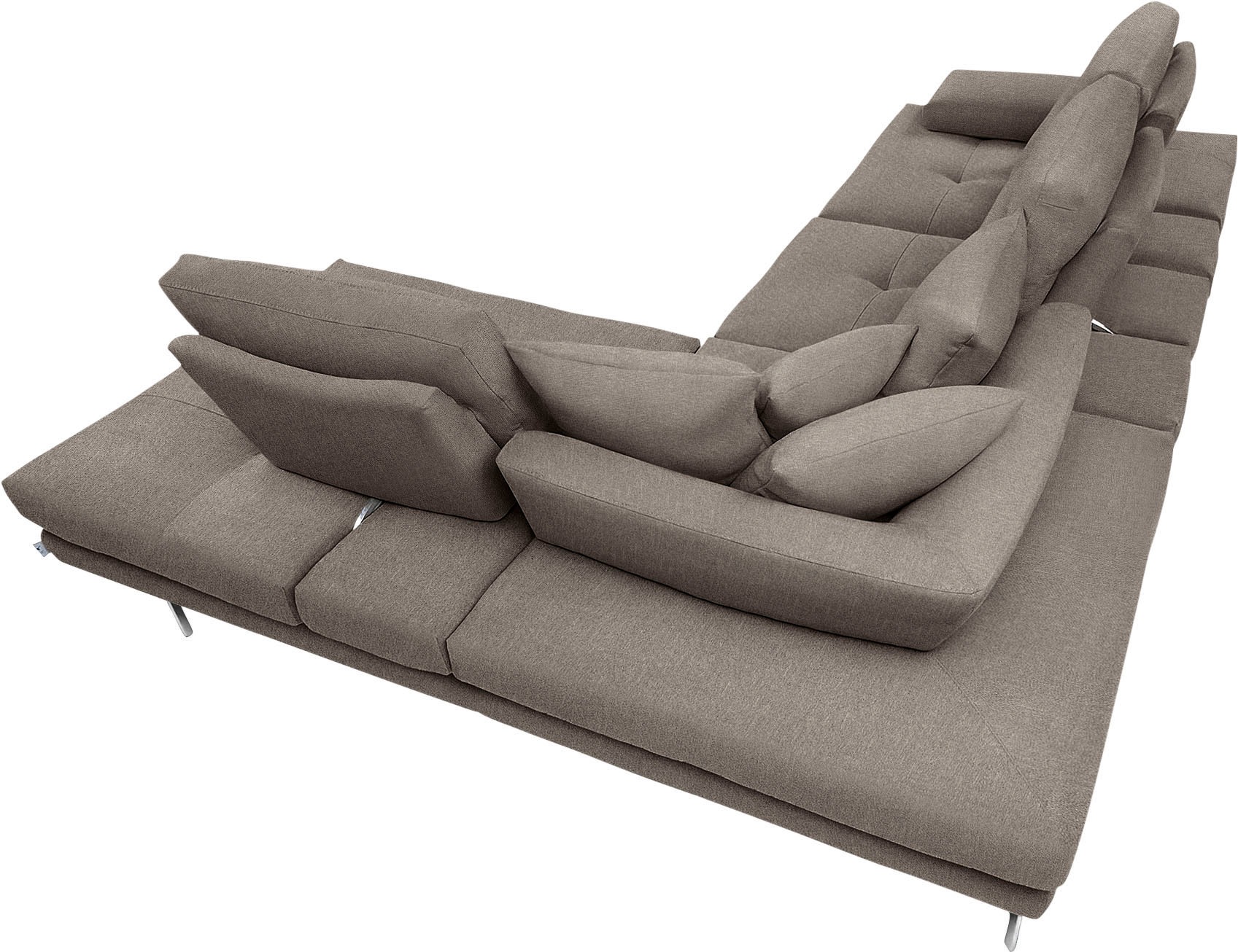 CALIA ITALIA Ecksofa »Toby Wing, L-Form, Designsofa mit sensationellem Sitzkomfort«, Sitztiefenverstell.,wahlw. mit Kissen-Set, Füße chrom glänzend
