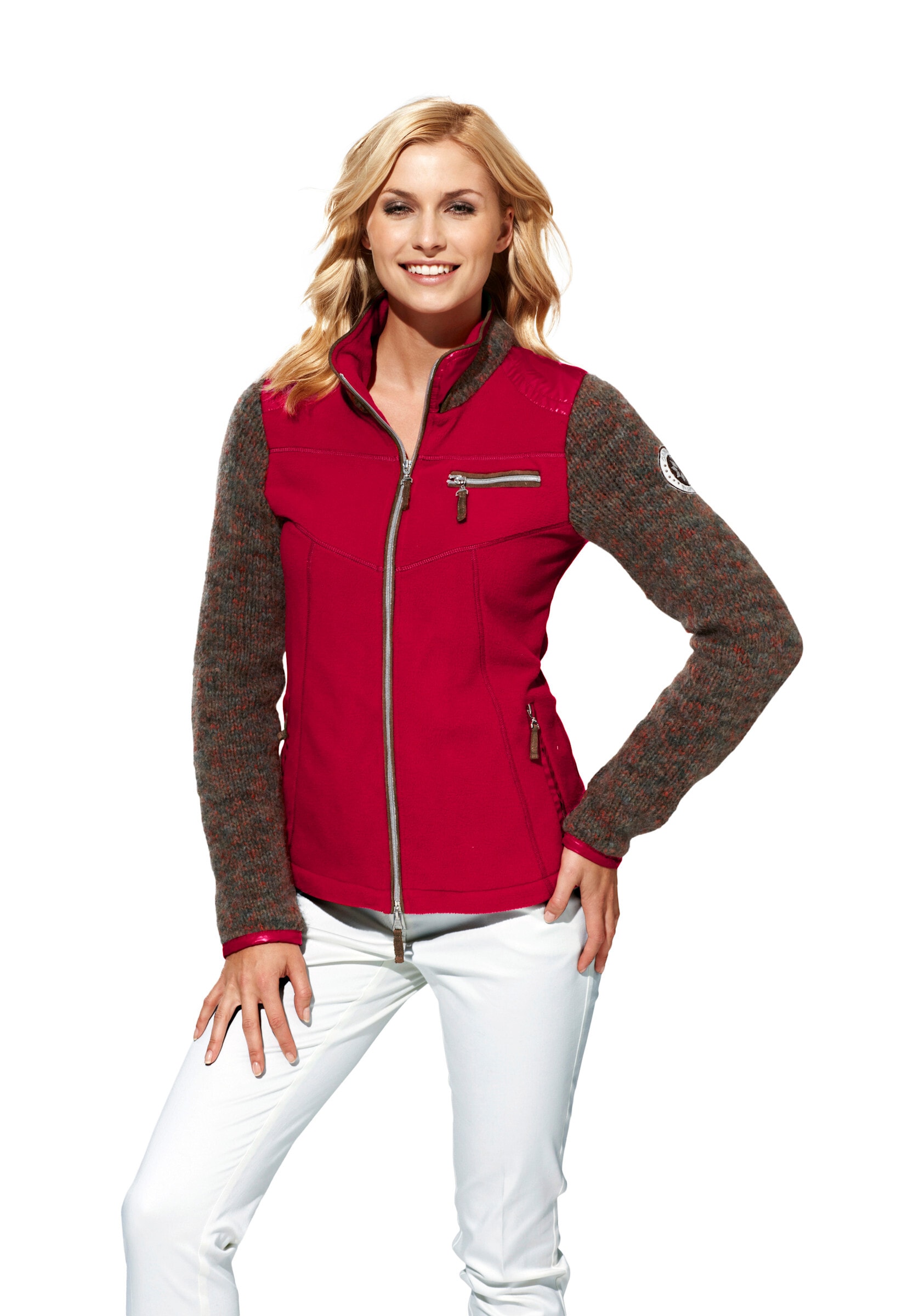 heine Shirtjacke »Sweatjacke Fleecejacke mit gestrickten Ärmeln«