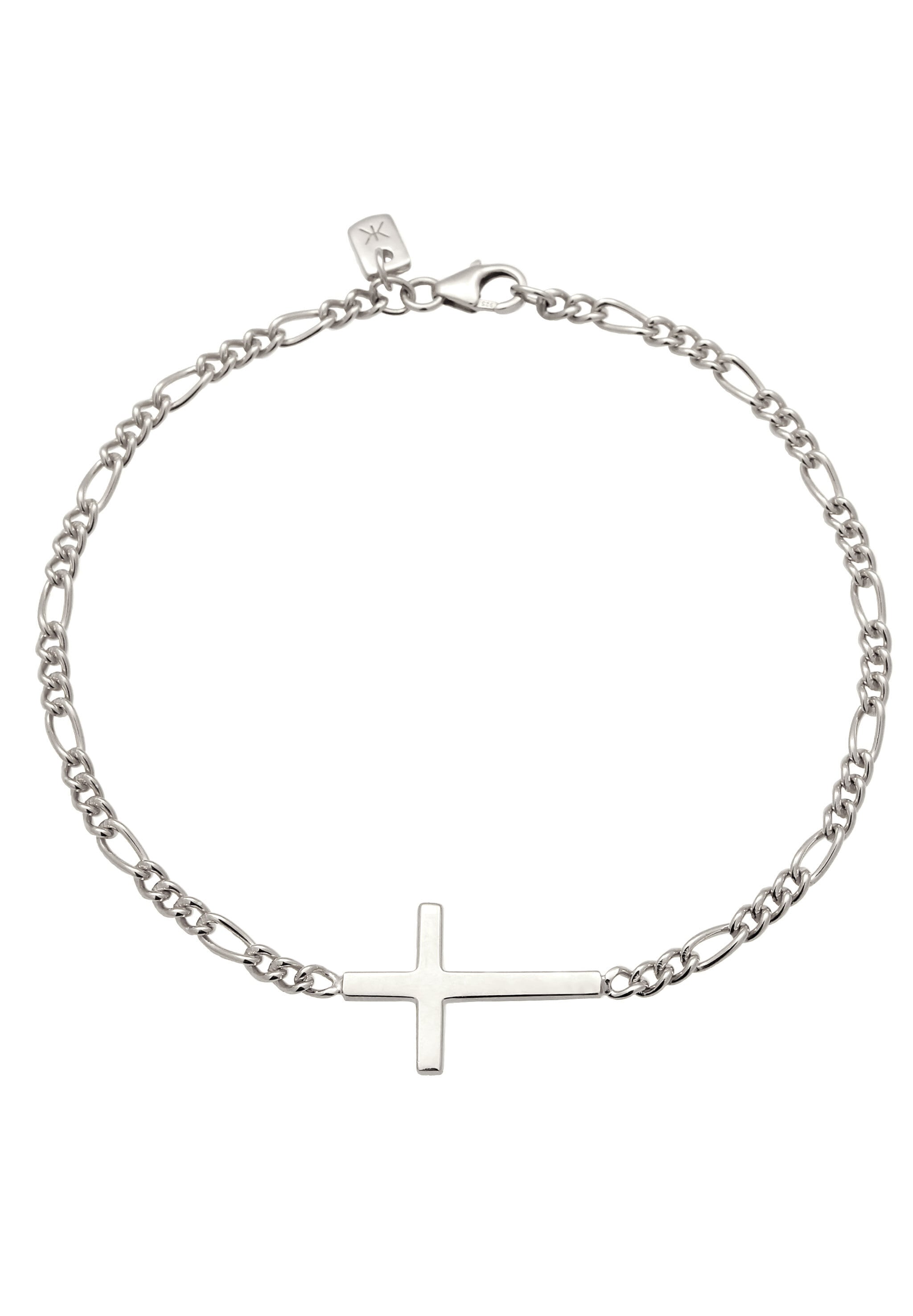 Kuzzoi Armkette »Armband Kreuz Figarokette 925 Sterling Silber«