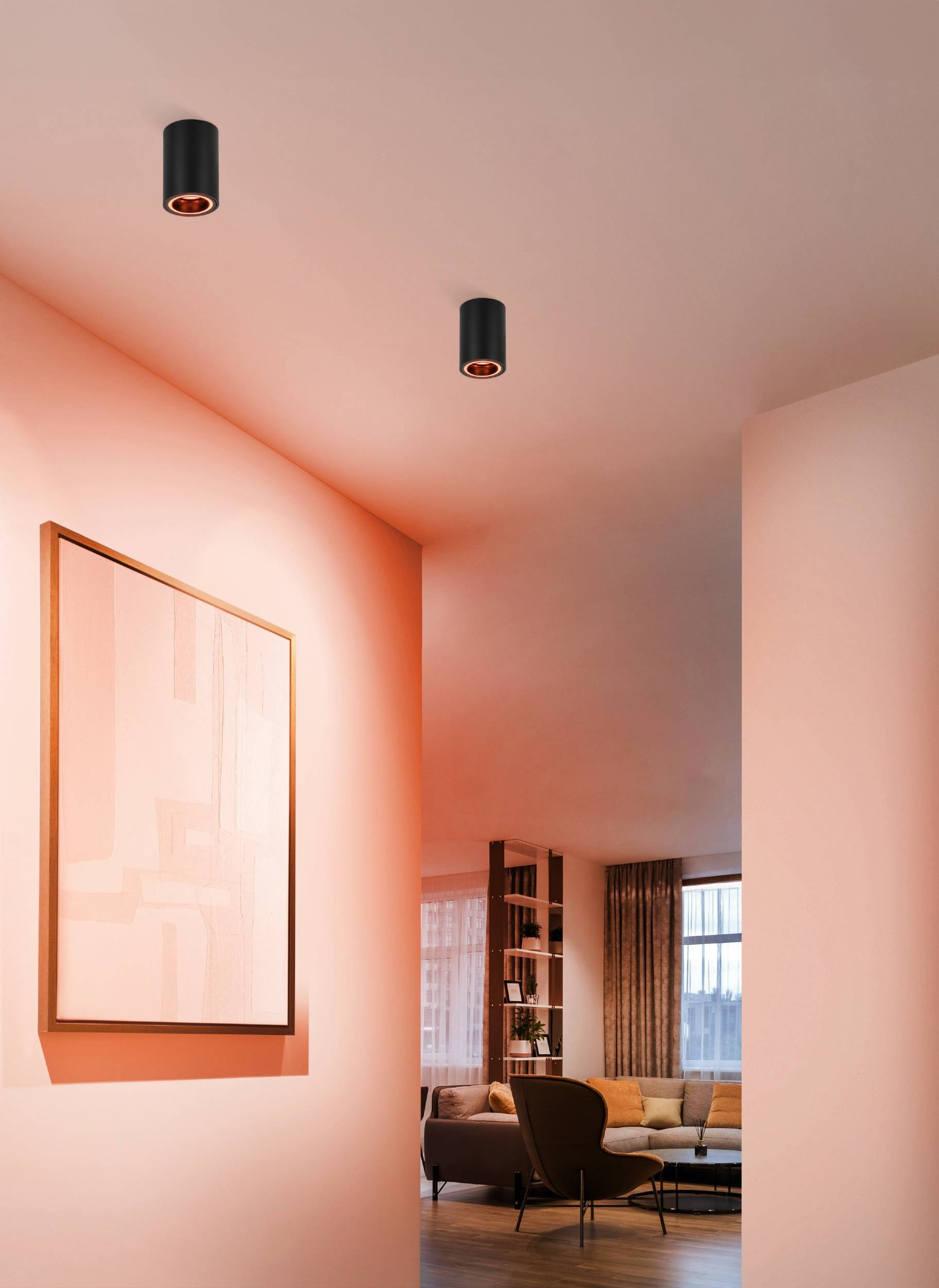 EGLO Aufbauleuchte »Carosso-Z Deckenlampe, ZigBee, App und Sprachsteuerung, dimmbar, Metal« GU10 1 Stk. Aufbauleuchte - H12 x Ø8 cm - schwarz - 1X4,9W inkl.