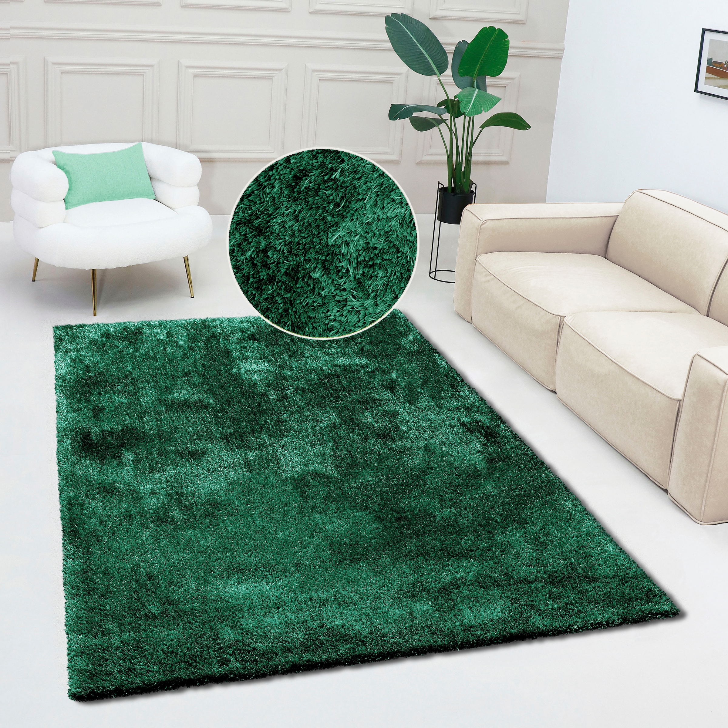 Bruno Banani Teppich »Dana Teppich, besonders weich und kuschelig, Kundenliebling«, rechteckig, 30 mm Höhe, uni, Mikrofaser Teppiche, Wohnzimmer, Schlafzimmer, Esszimmer