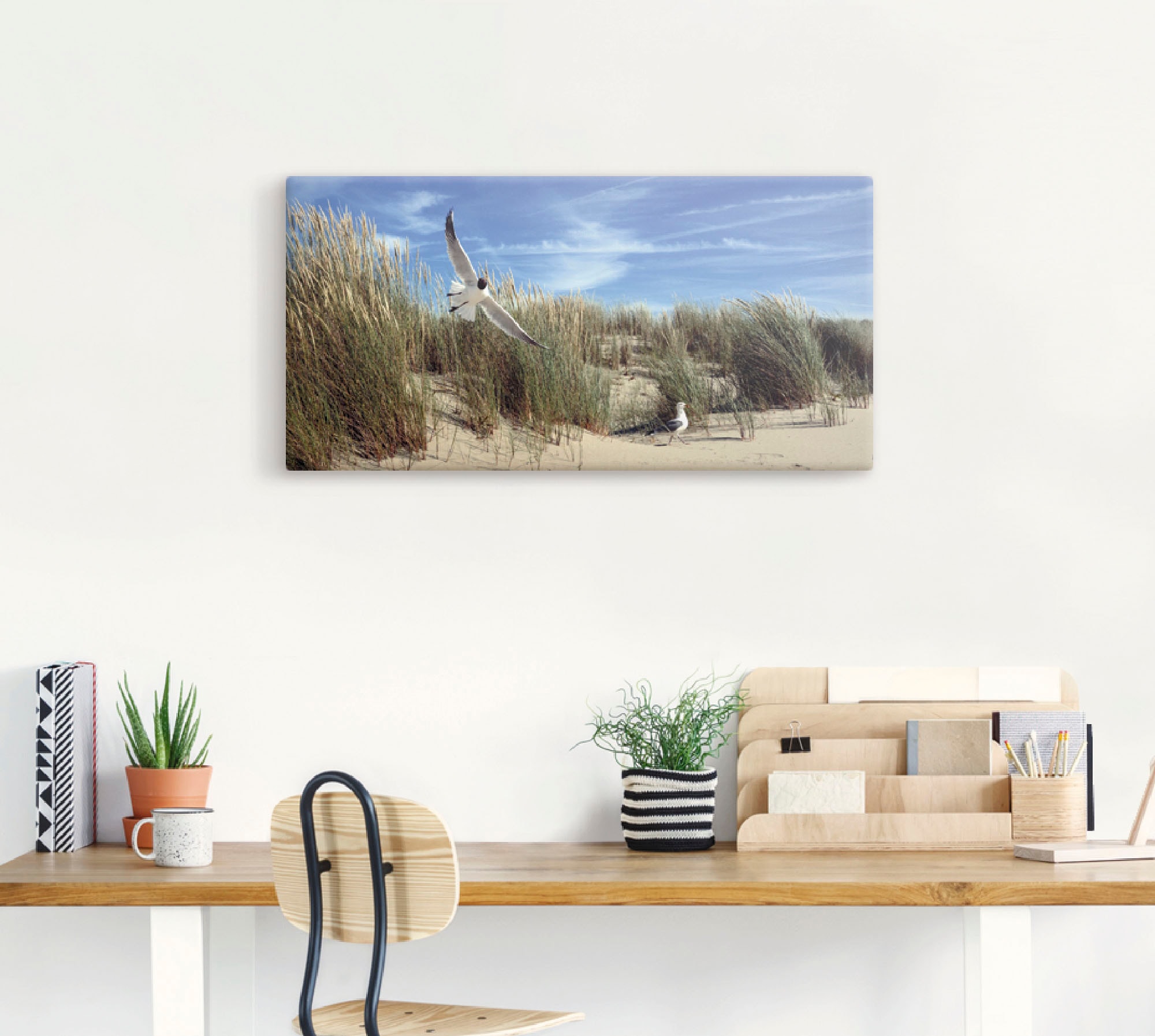 Artland »Möwe und Seeschwalbe in Dünenlandschaft« Vögel 1 Stk. tlg. auf Holzrahmen gespannt