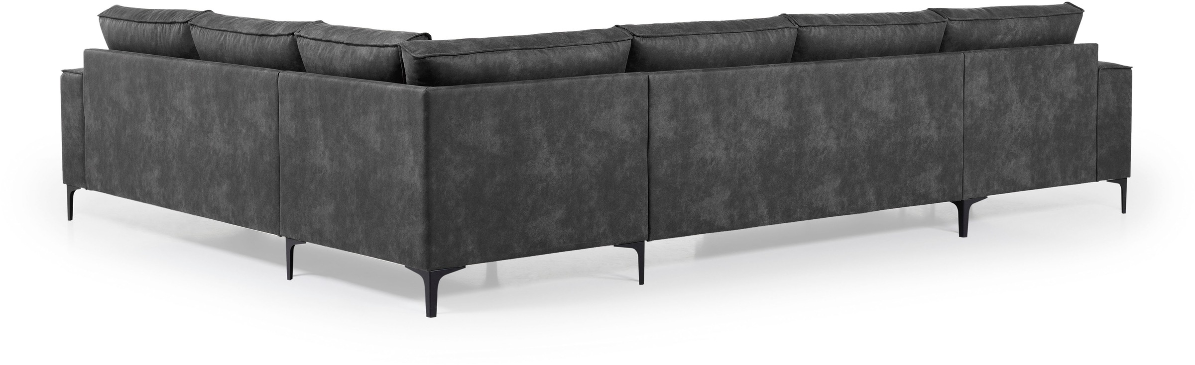 Places of Style Wohnlandschaft »XXL Sofa Oland, Struktur, Flachgewebe, Luxus-Microfaser, Boucle«, U-Form, 342 cm, Wellenunterfederung, Skandi-Design, Metallfüße