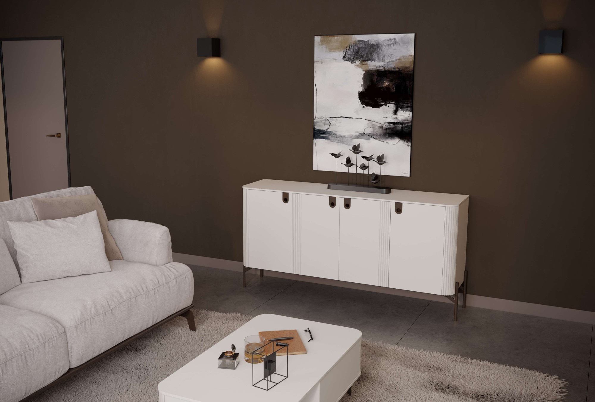 Home affaire Kommode »Rondo Sideboard, Schrank mit Metallfüßen und Metallgriffen« UV lackiert, Soft Close Funktion, Metallrahmen als Basis des Elements