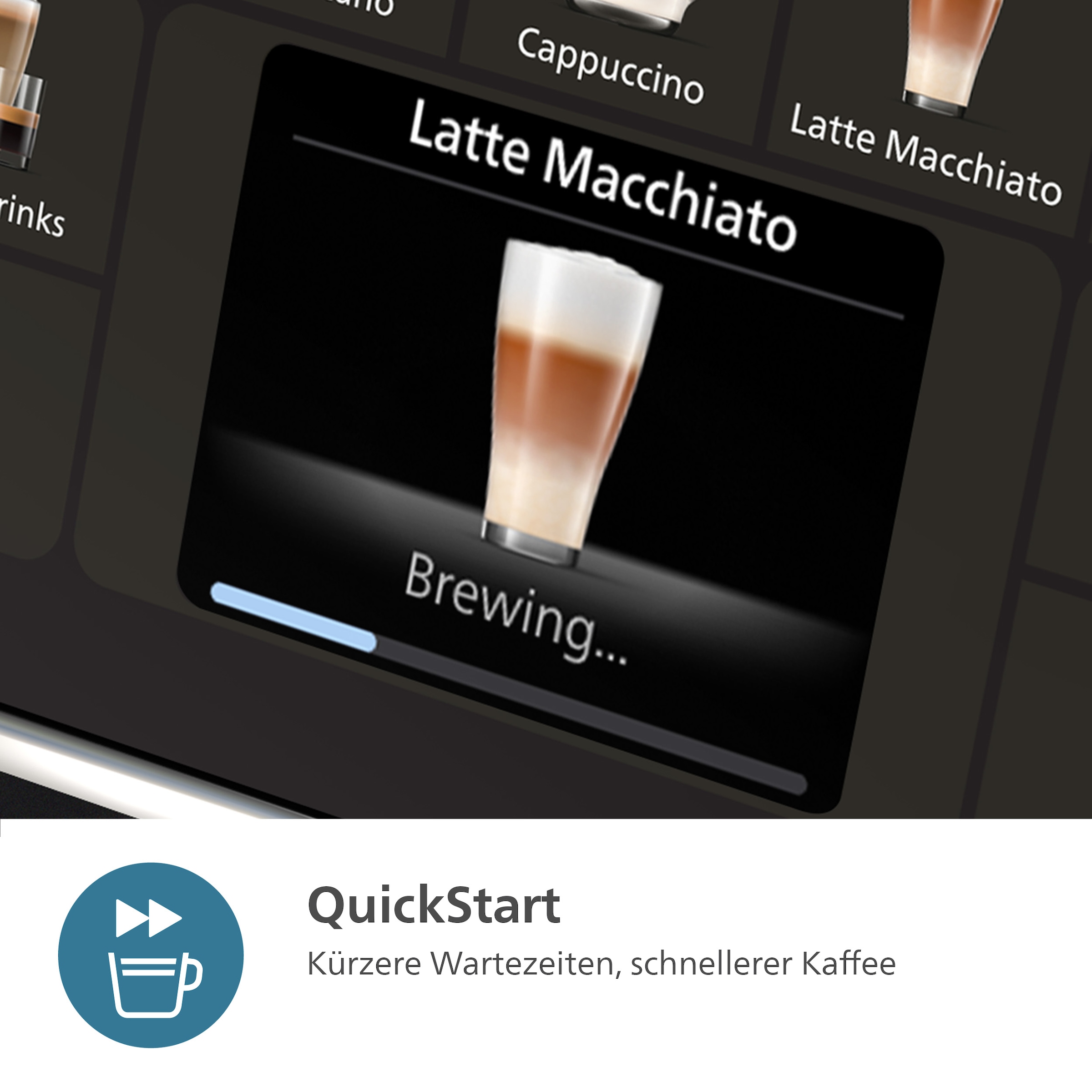 Philips Kaffeevollautomat »EP5544/50 5500 Series, 20 Kaffeespezialitäten (heiß oder eisgekühlt),«, LatteGo-Milchsystem, SilentBrew Technologie, Schwarz/Grau