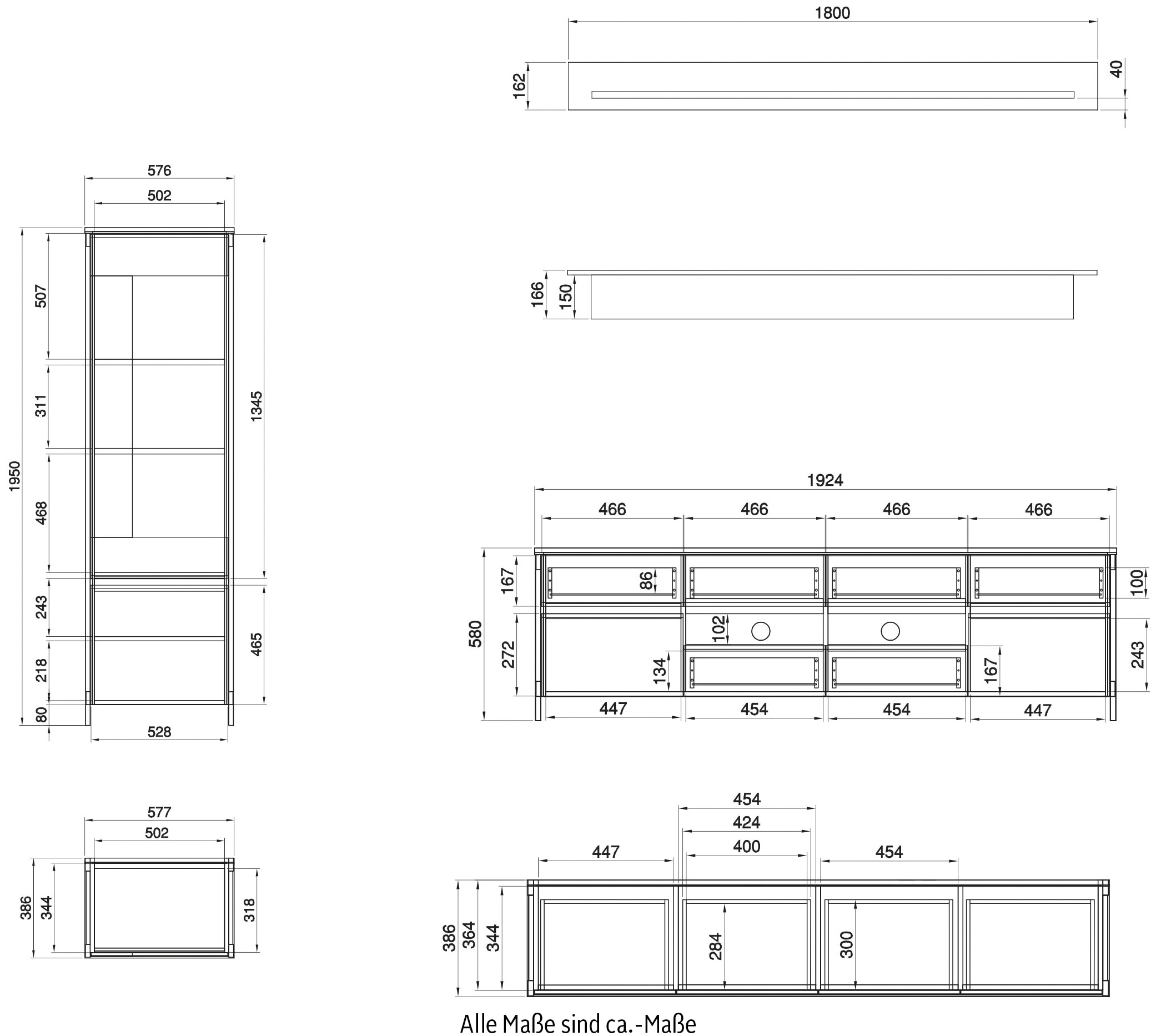 Home affaire Wohnwand »Stranda, moderne Anbauwand, Komplettset im Scandi-Style« 4 Stk. tlg.