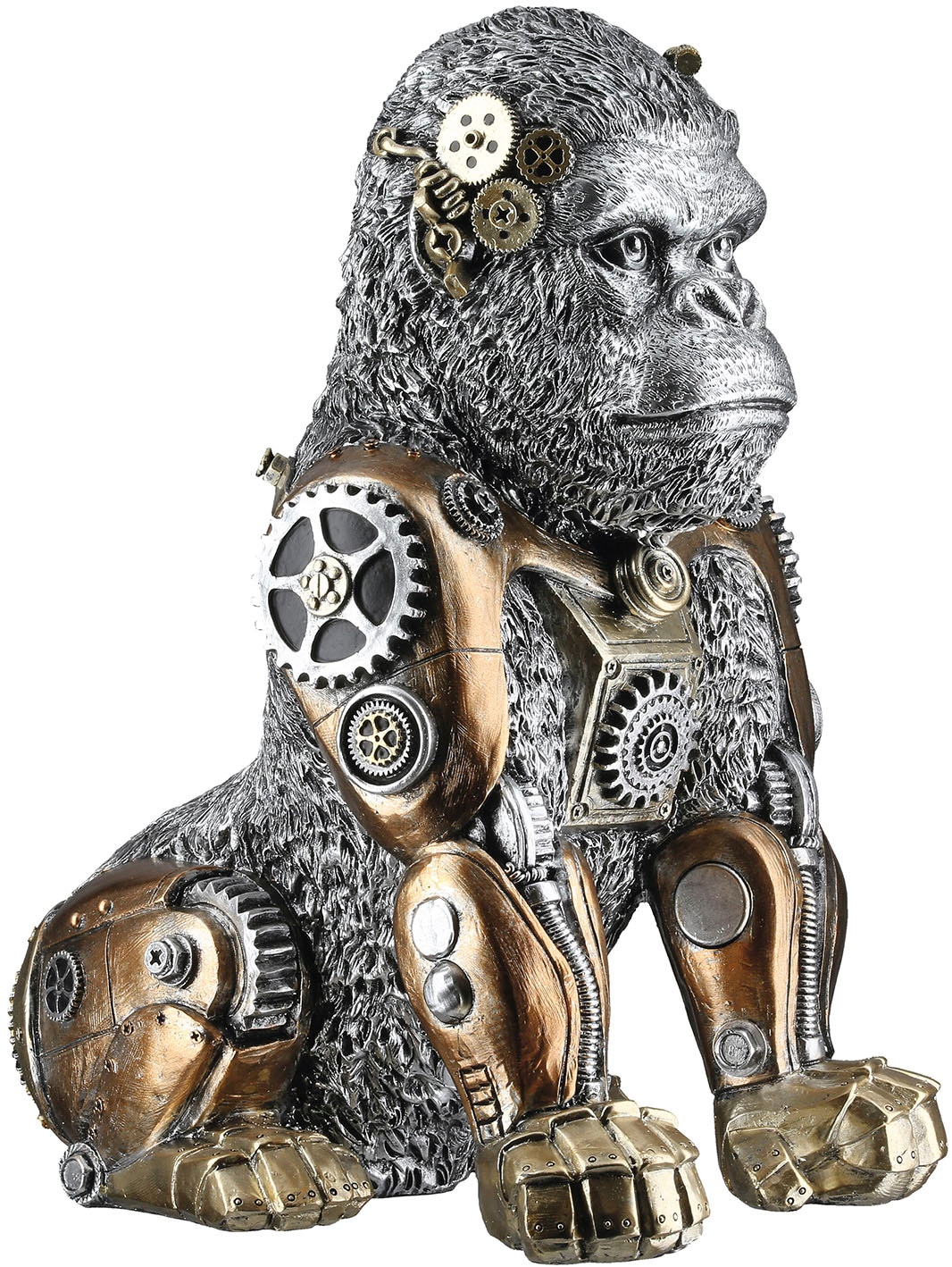 GILDE Dekoobjekt »Figur Gorilla Steampunk Gorilla silberfarben H. 31 cm«