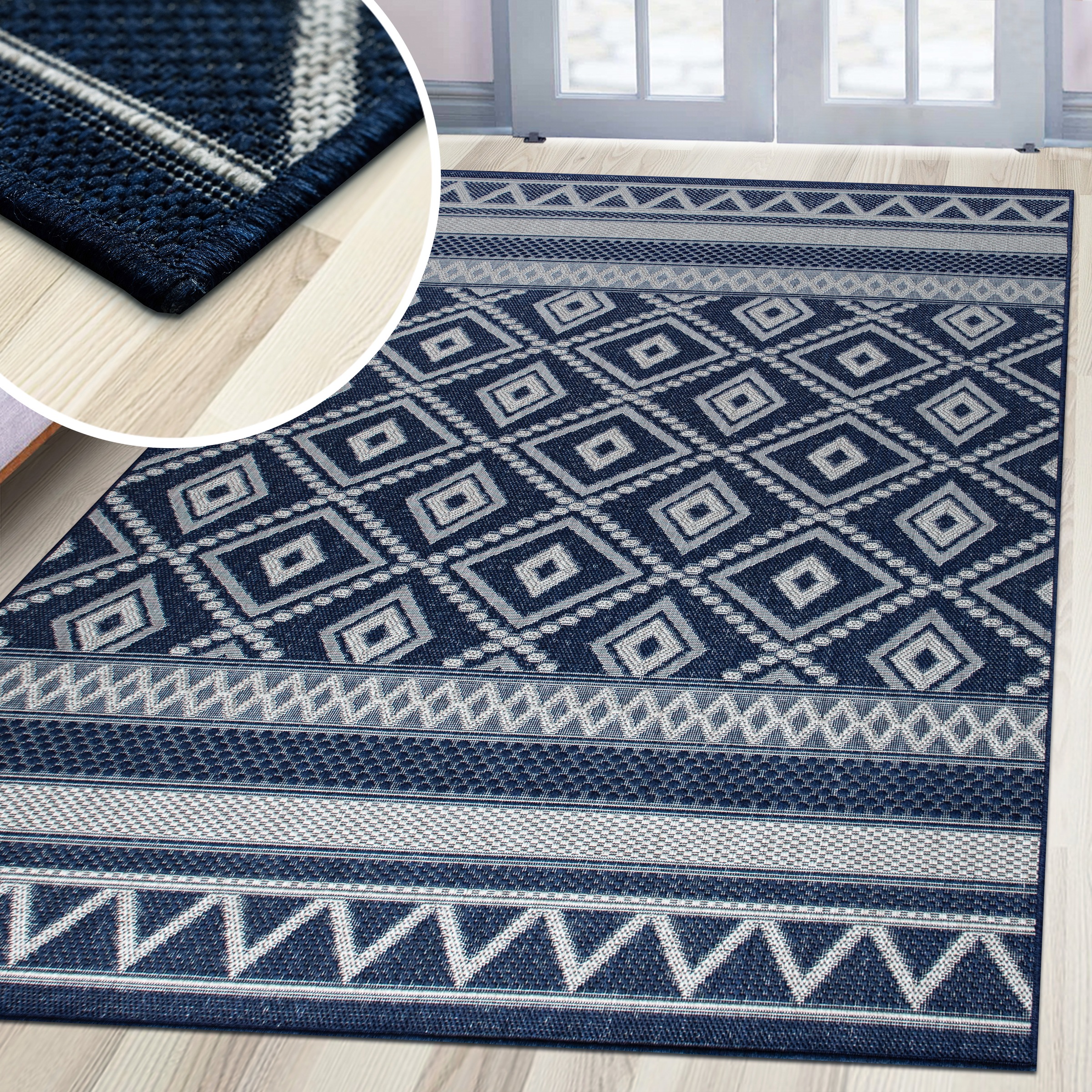 my home Teppich »Toronto auch als Läufer erhältlich«, rechteckig, 3 mm Höhe, In- und Outdoor geeignet, Sisal-Optik, Wetterfest & UV-beständig, Boho