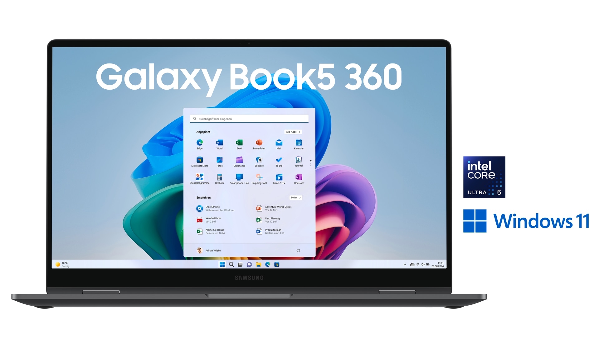 Samsung Notebook »Book5 360 15,6'' (NP750Q) Ultra5 16 GB + 512 GB«, 39,6 cm, / 15,6 Zoll, Intel, Core Ultra 5, ARC, 512 GB SSD