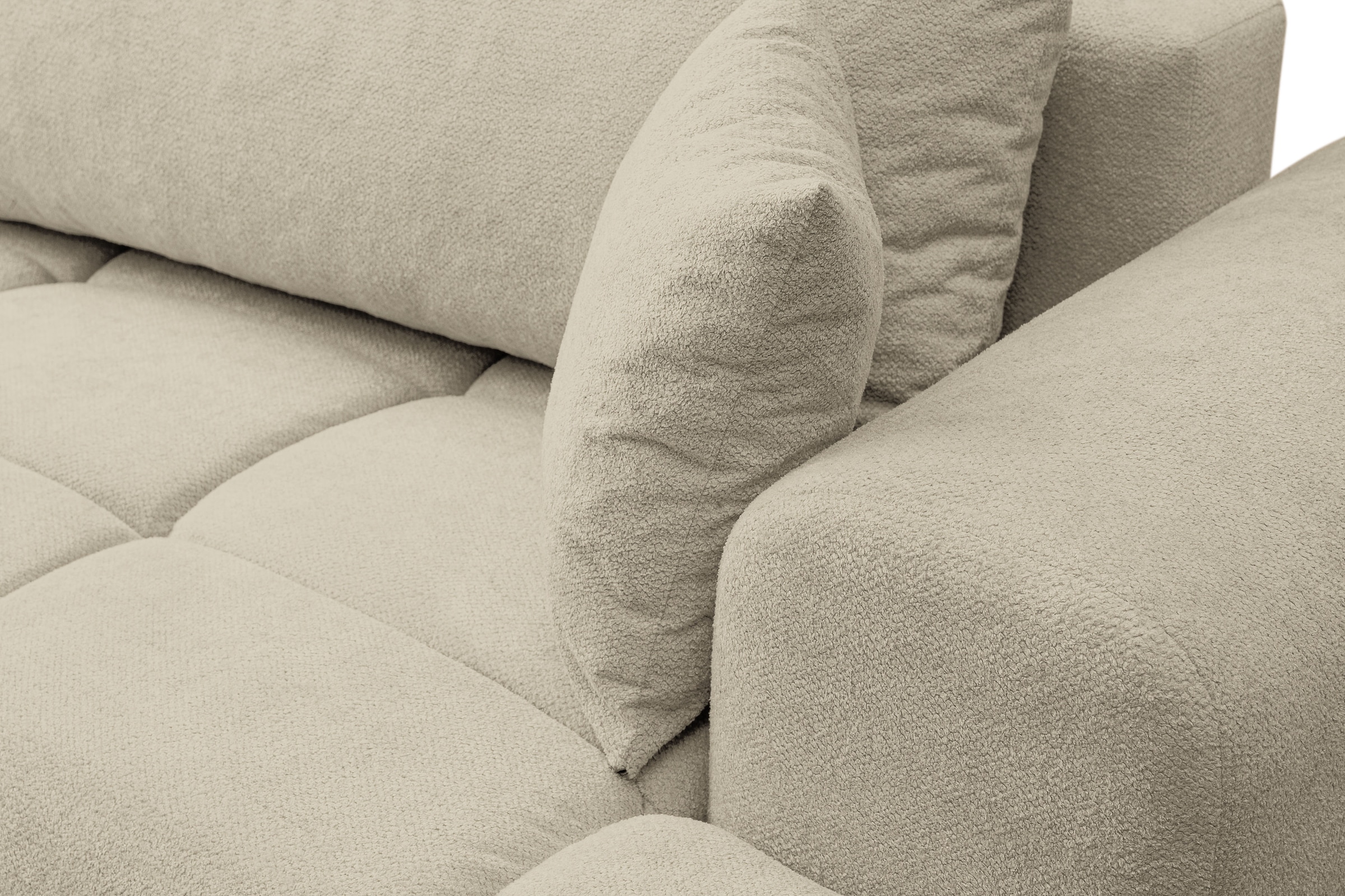 WERK2 Ecksofa »Ewela-Bubble, inkl. Bettfunktion & Bettkasten, bequem, Breite 265cm« moderner Boucle Bezug, Liegefläche 200/140cm