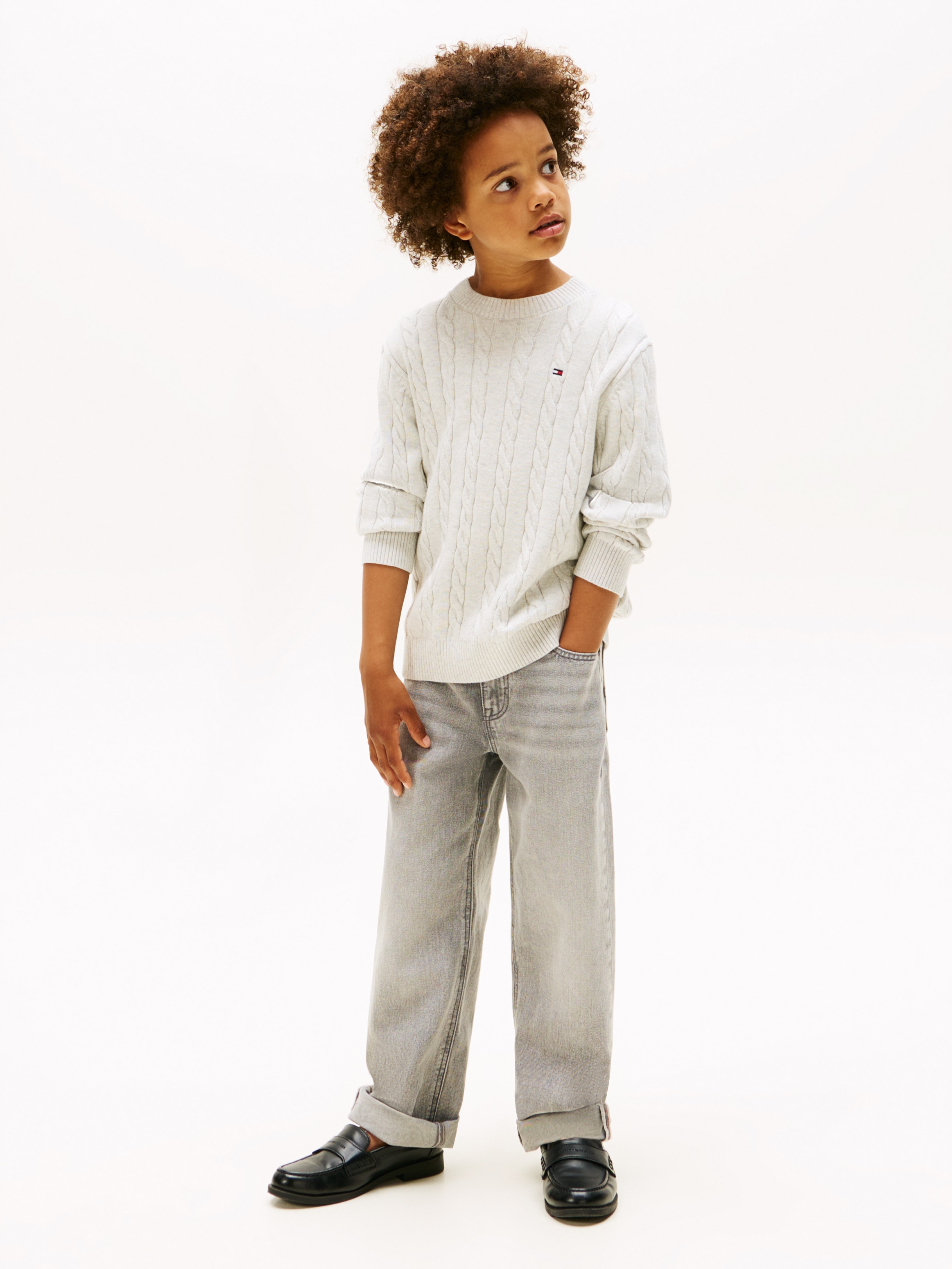Tommy Hilfiger Strickpullover »COTTON CABLE SWEATER« für Kinder bis 16 Jahre, mit Zopfmuster