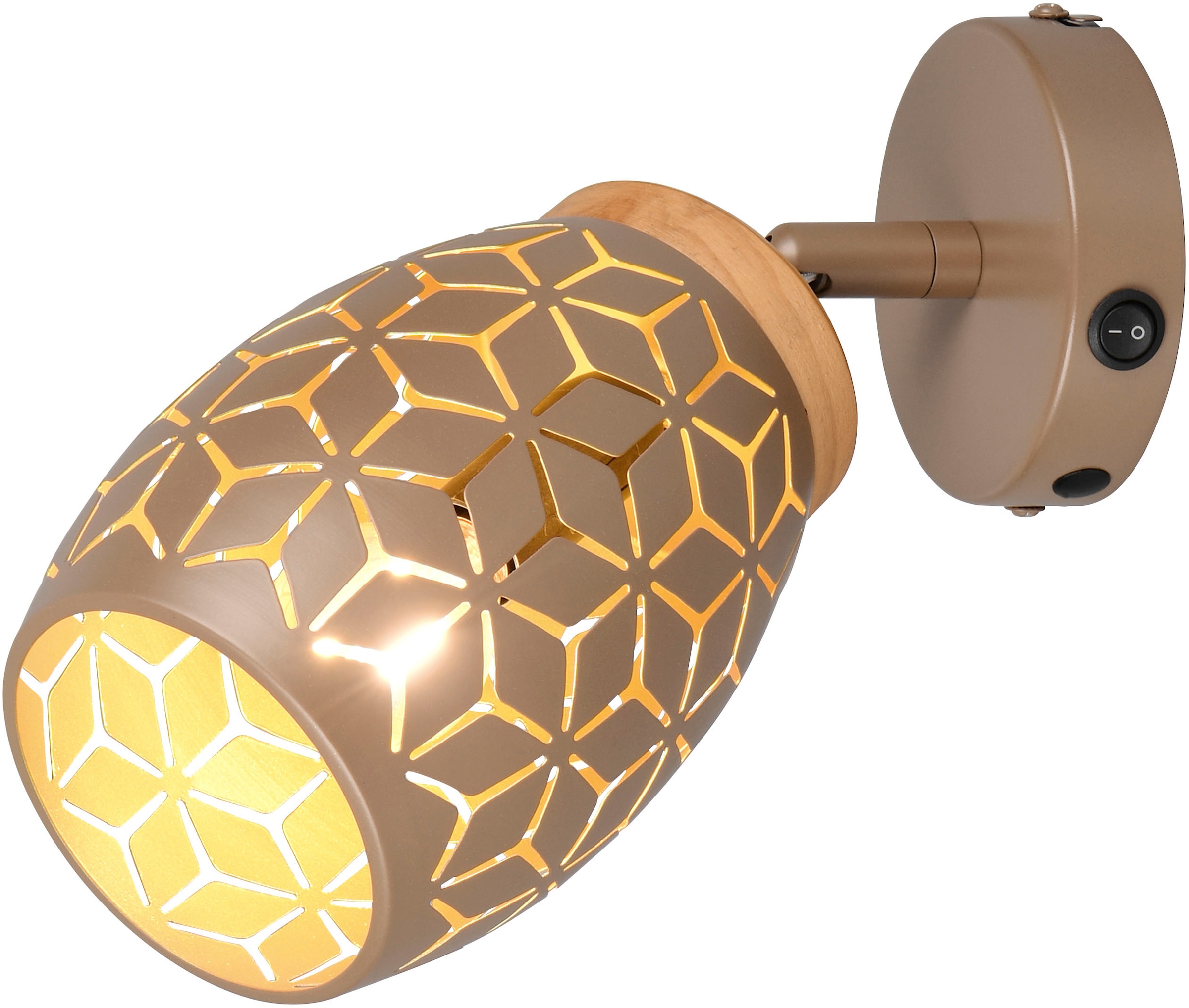 REALITY Leuchten Wandstrahler »BIDAR, Wandlampe mit verstellbarem Spot, exkl 1x E14 max 10W« E14 1 Stk. warmweiß - kaltweiß Kippschalter ON/OFF, Metall-Lampenschirm Lasercut Optik Ø 12cm