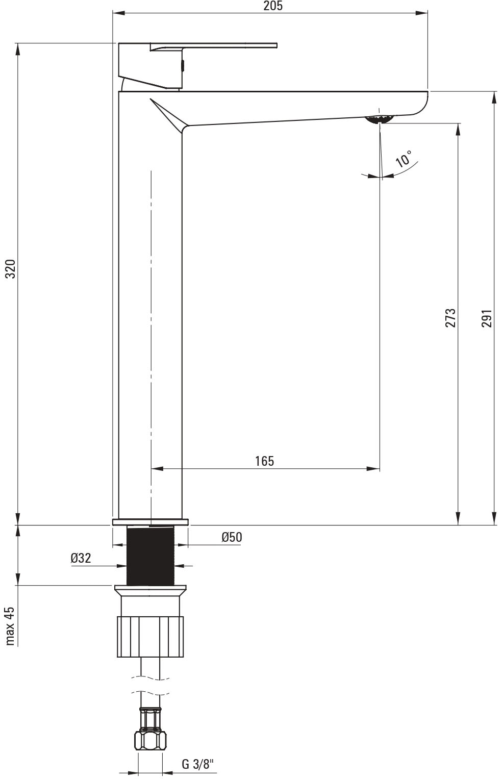 Deante Waschtischarmatur »»Alpinia«, Waschbeckenarmatur hoch mit leichtem und dezentem Design«